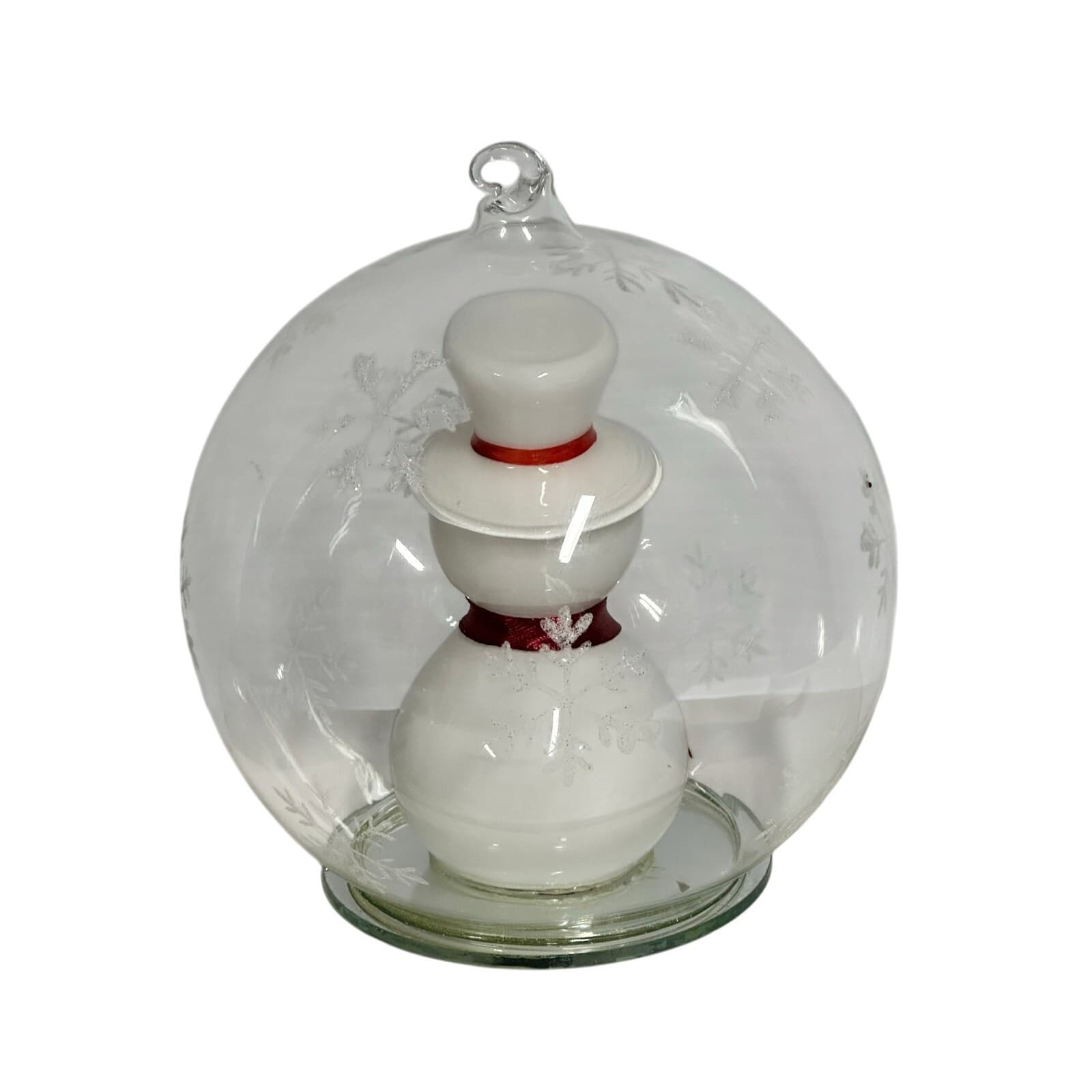 Hallmark Lighted Glass Snowman Ball Ornament w/orig Box - Thumbnail 3