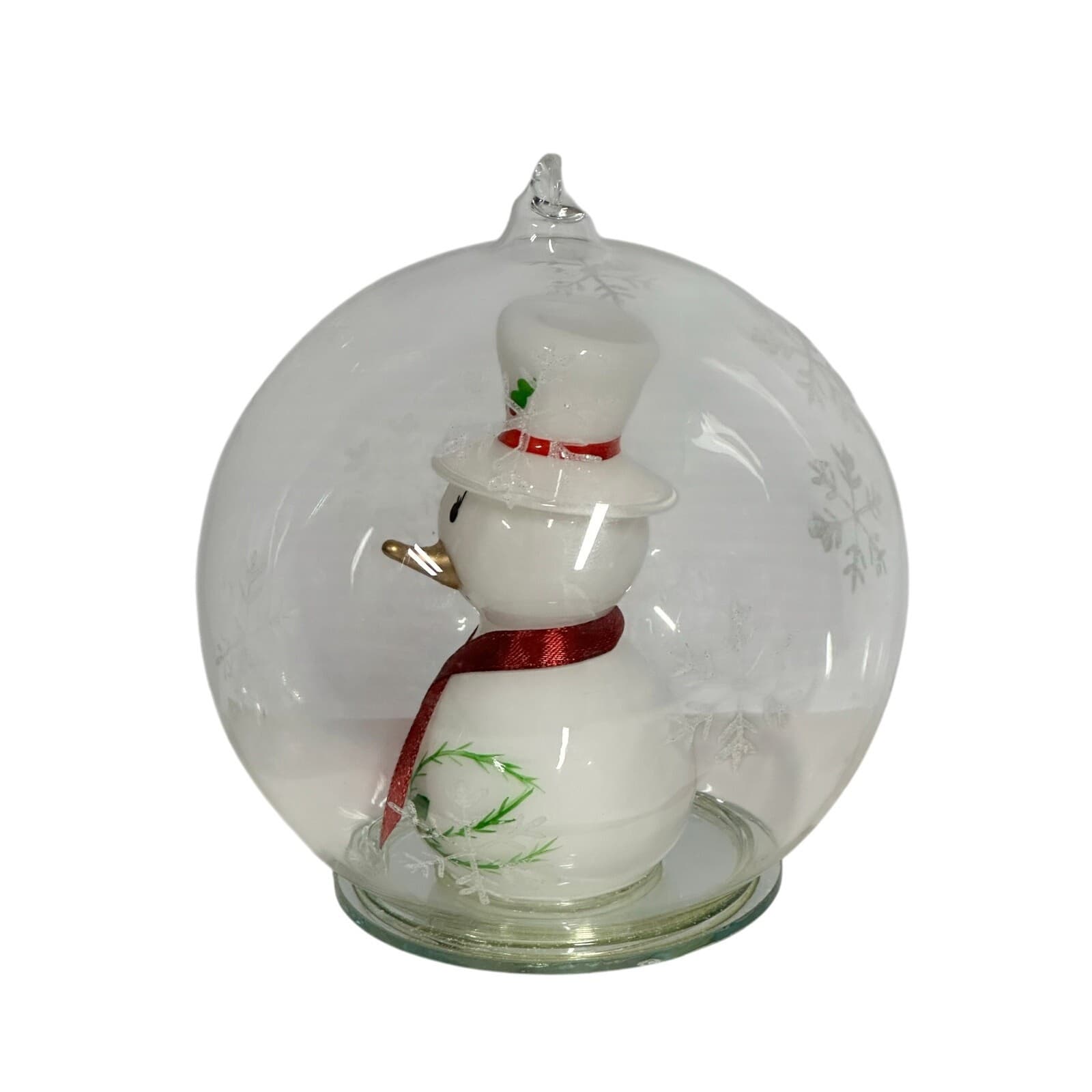Hallmark Lighted Glass Snowman Ball Ornament w/orig Box - Thumbnail 4