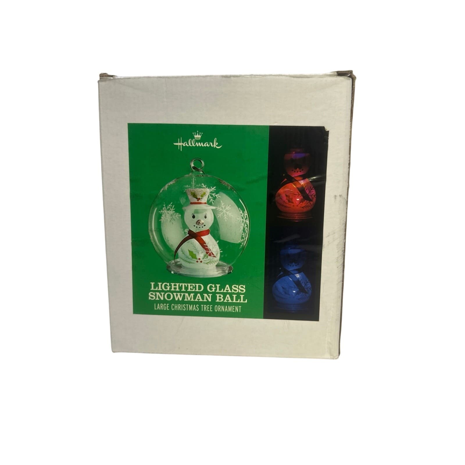 Hallmark Lighted Glass Snowman Ball Ornament w/orig Box - Thumbnail 5