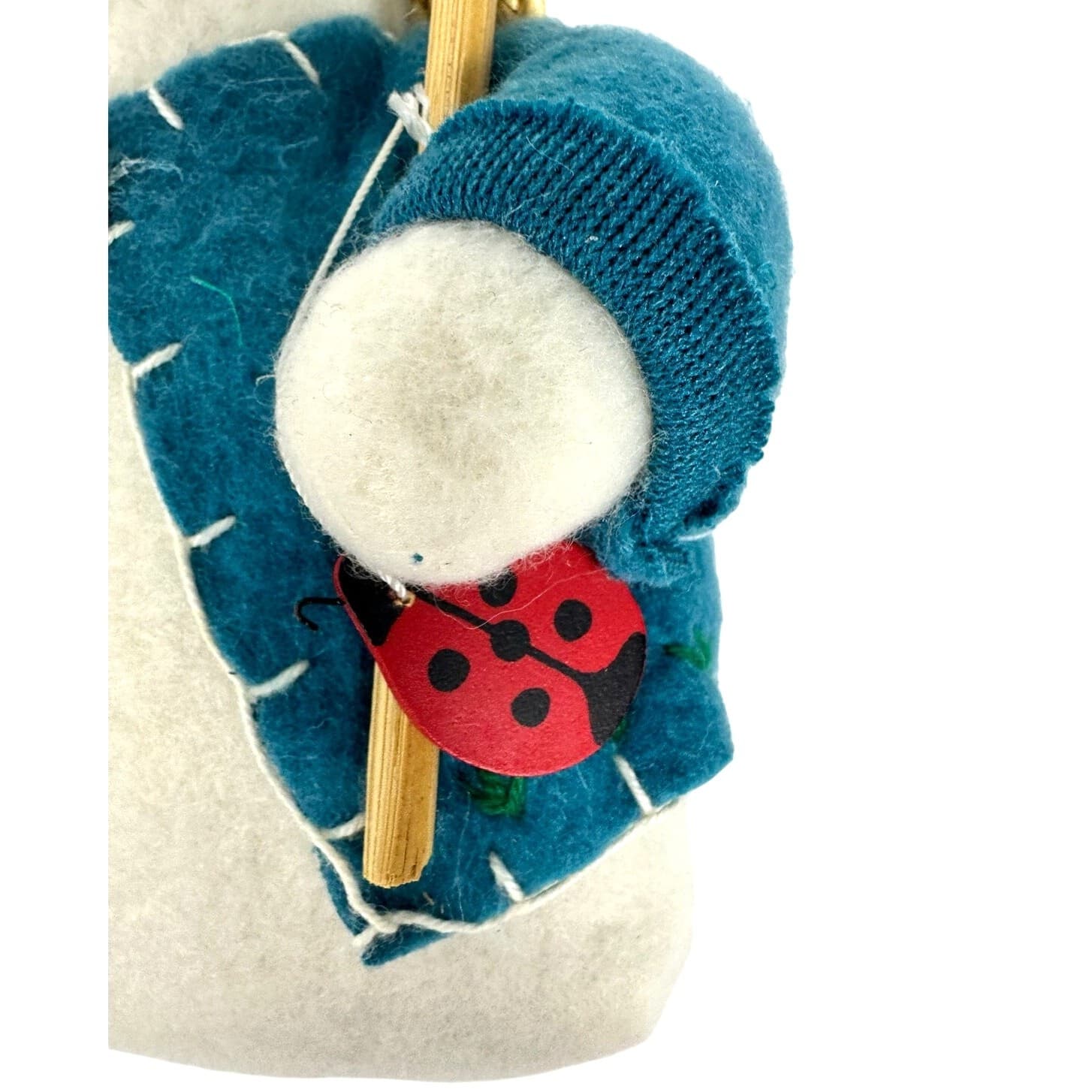 Gardening White Plush Vintage Bunny Rabbit Straw Hat Shovel Carrot Ladybug-Cute! - Thumbnail 7