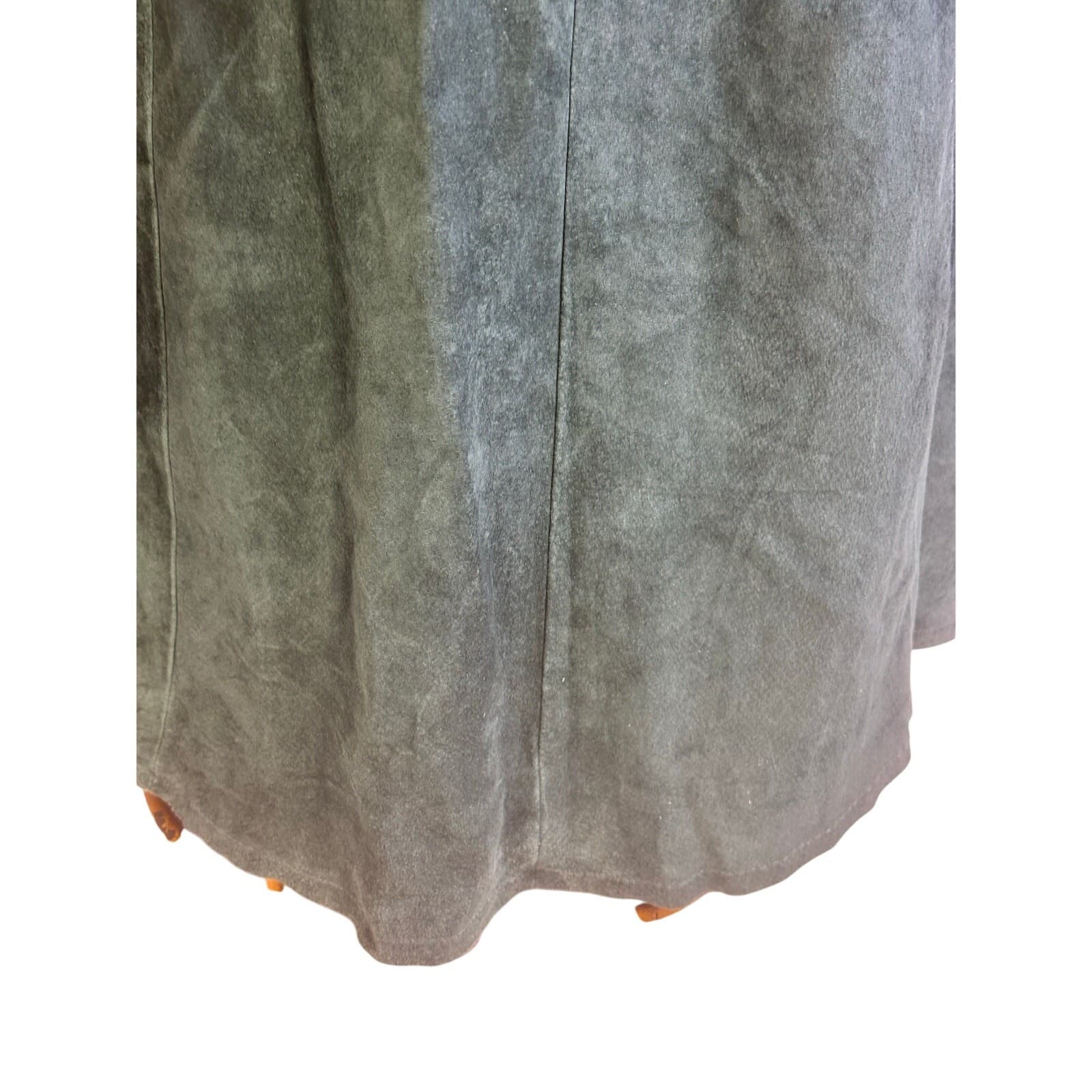 S.H.E. for Austin Collection Green Suede Long Silver Button Down Western Skirt-8 - Thumbnail 4