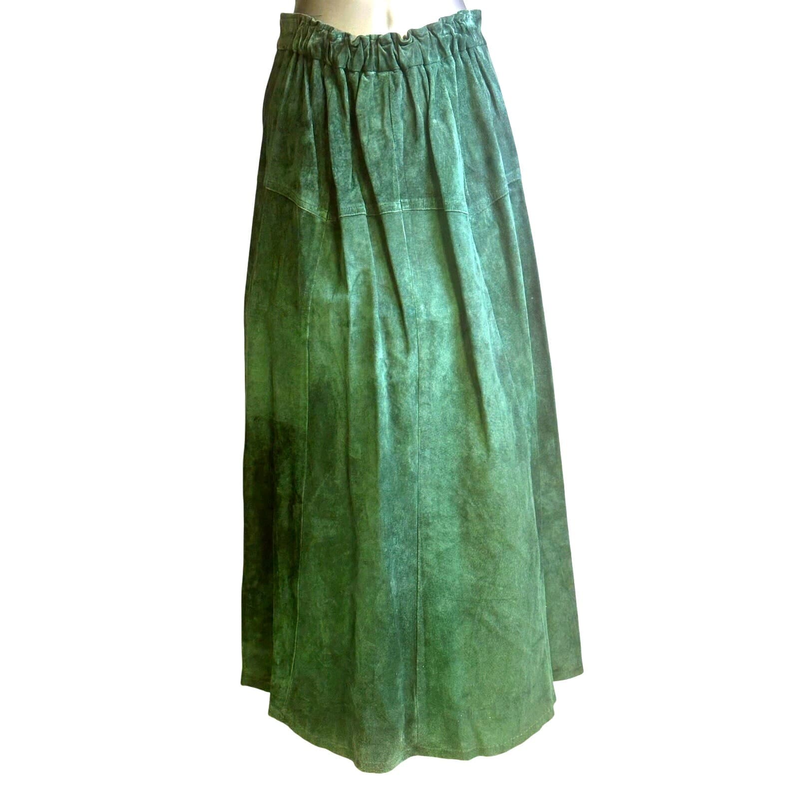 S.H.E. for Austin Collection Green Suede Long Silver Button Down Western Skirt-8