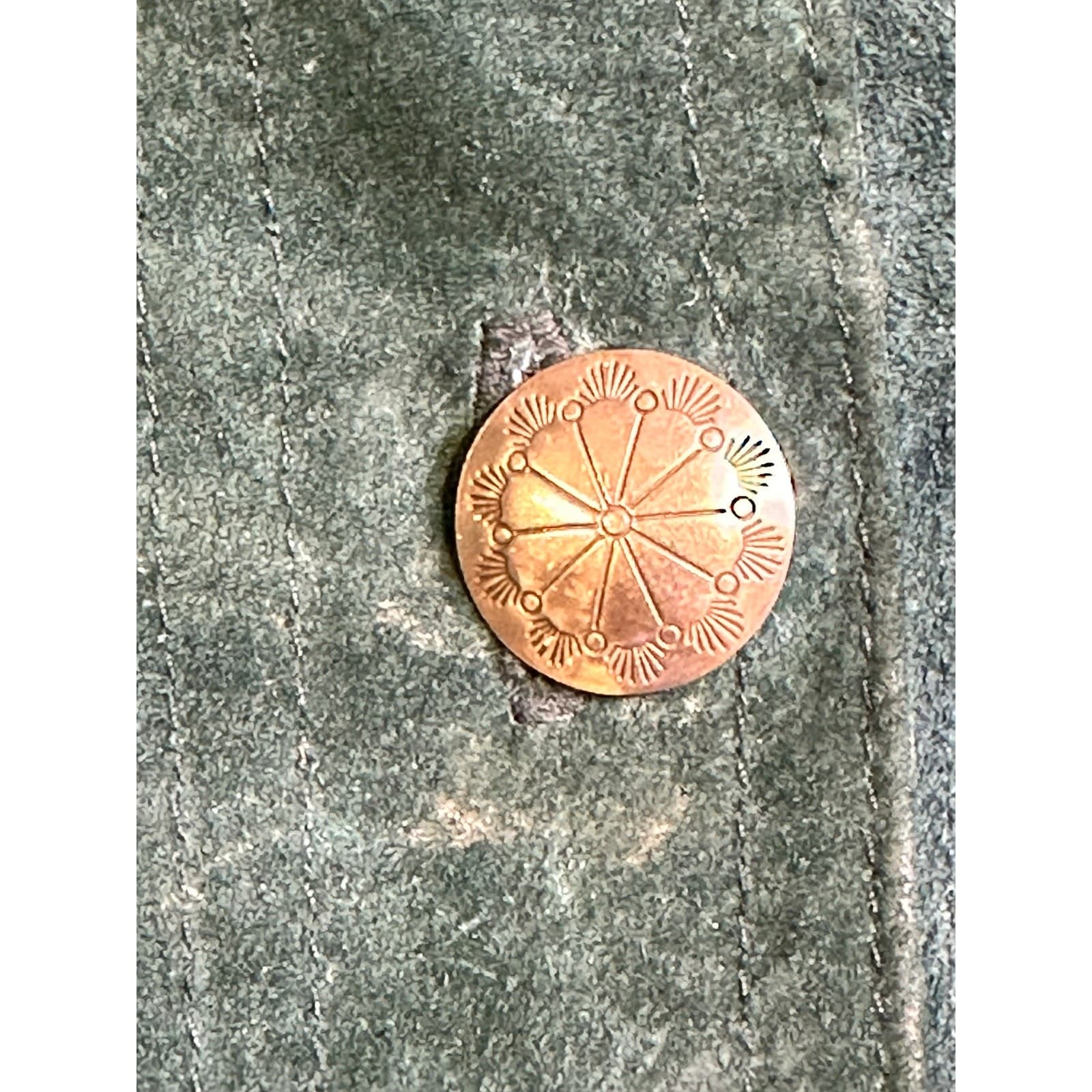 S.H.E. for Austin Collection Green Suede Long Silver Button Down Western Skirt-8 - Thumbnail 6