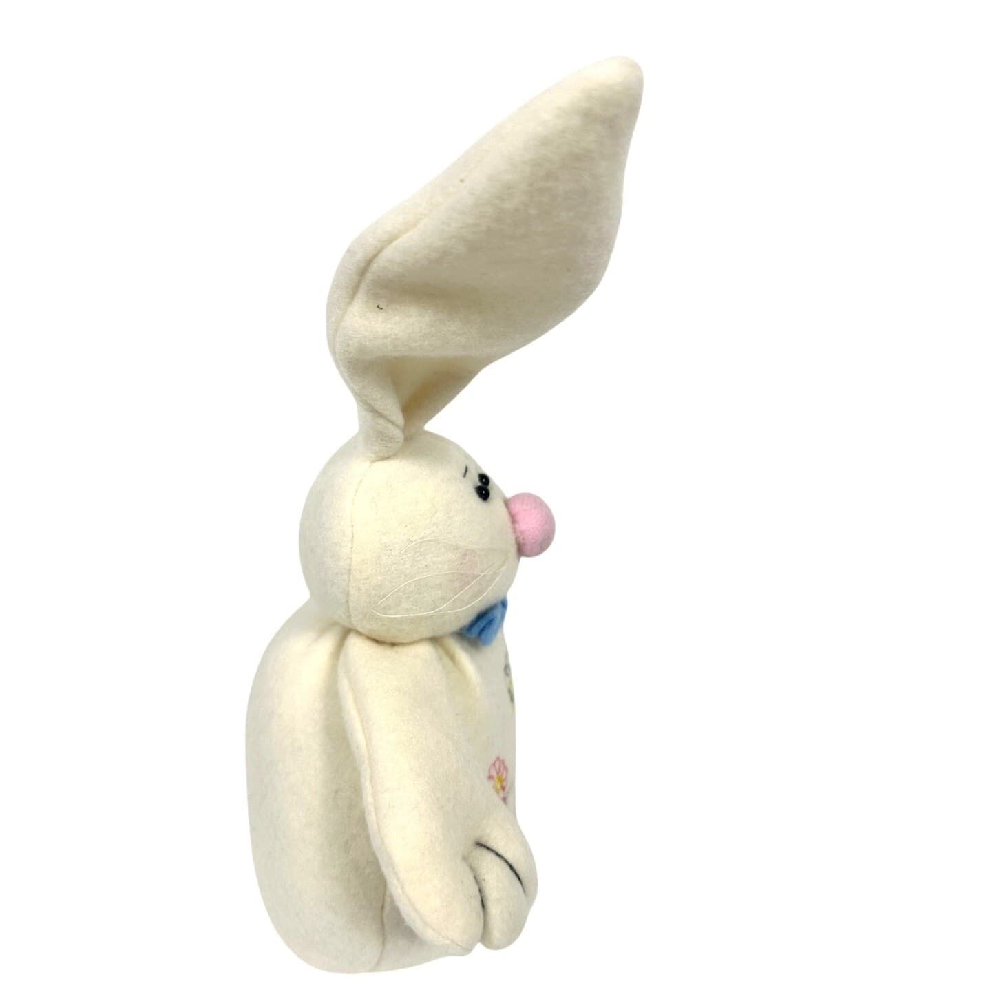 Plush White Bunny Rabbit Embroidered Front Long Ears Weighted Bottom-Excellent! - Thumbnail 5