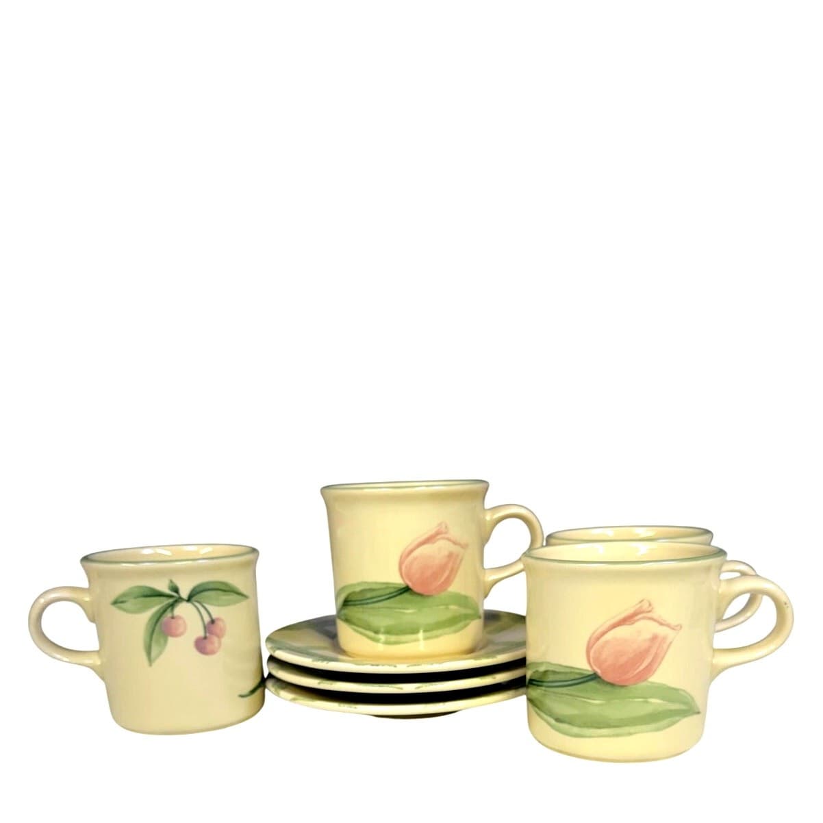 Pfaltzgraff Retired 1991-1999 'Garden Party' (4) Coffee Mugs (3) Saucers - Thumbnail 2