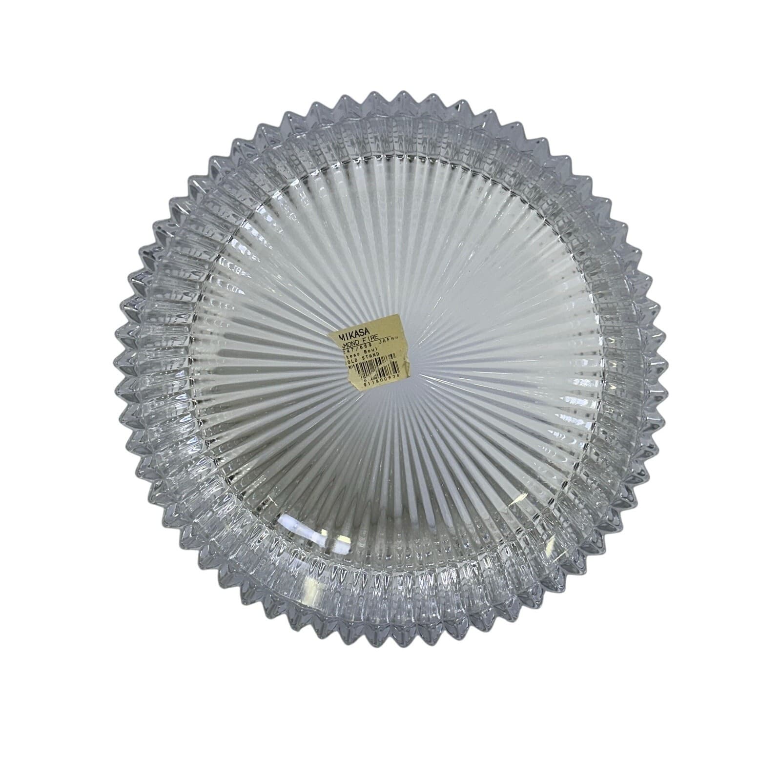 Mikasa Vintage 'Diamond Fire' Crystal 8.5" Serving Presentation Bowl Japan w/Tag - Thumbnail 3