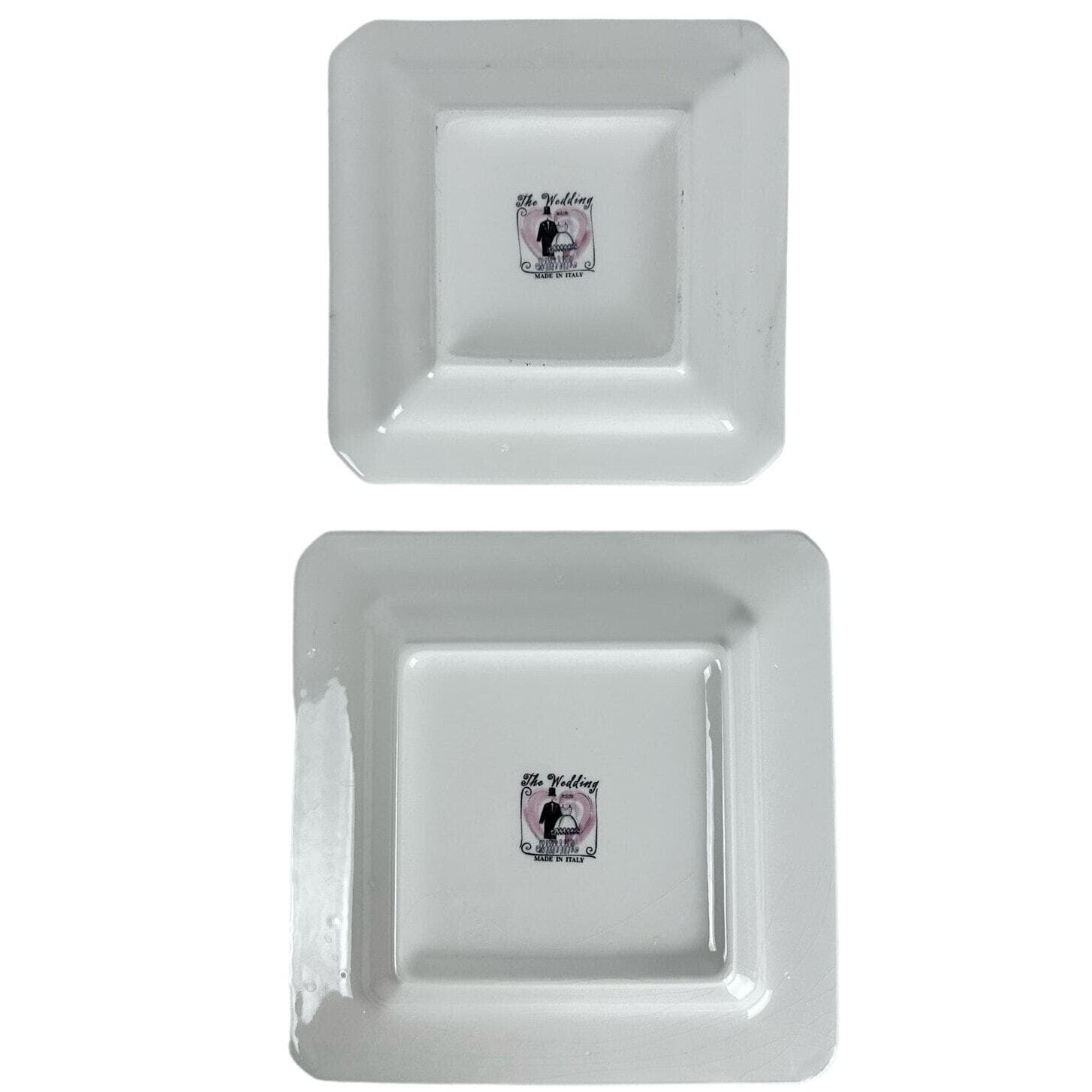 "The Wedding" Hand Painted Italy Square Plates 6.5" & 7.5" Set of 2-Excellent! - Thumbnail 9