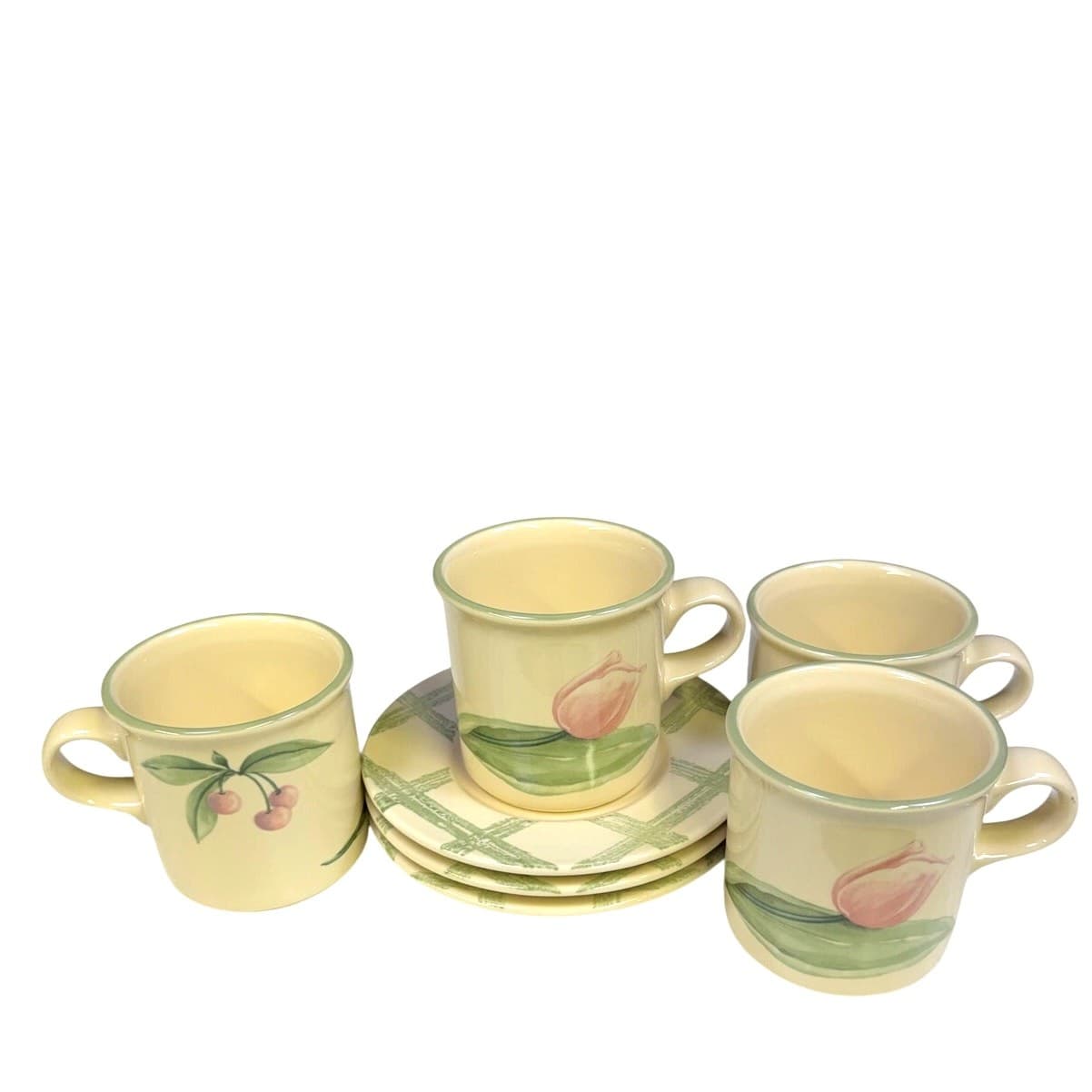Pfaltzgraff Retired 1991-1999 'Garden Party' (4) Coffee Mugs (3) Saucers - Thumbnail 6