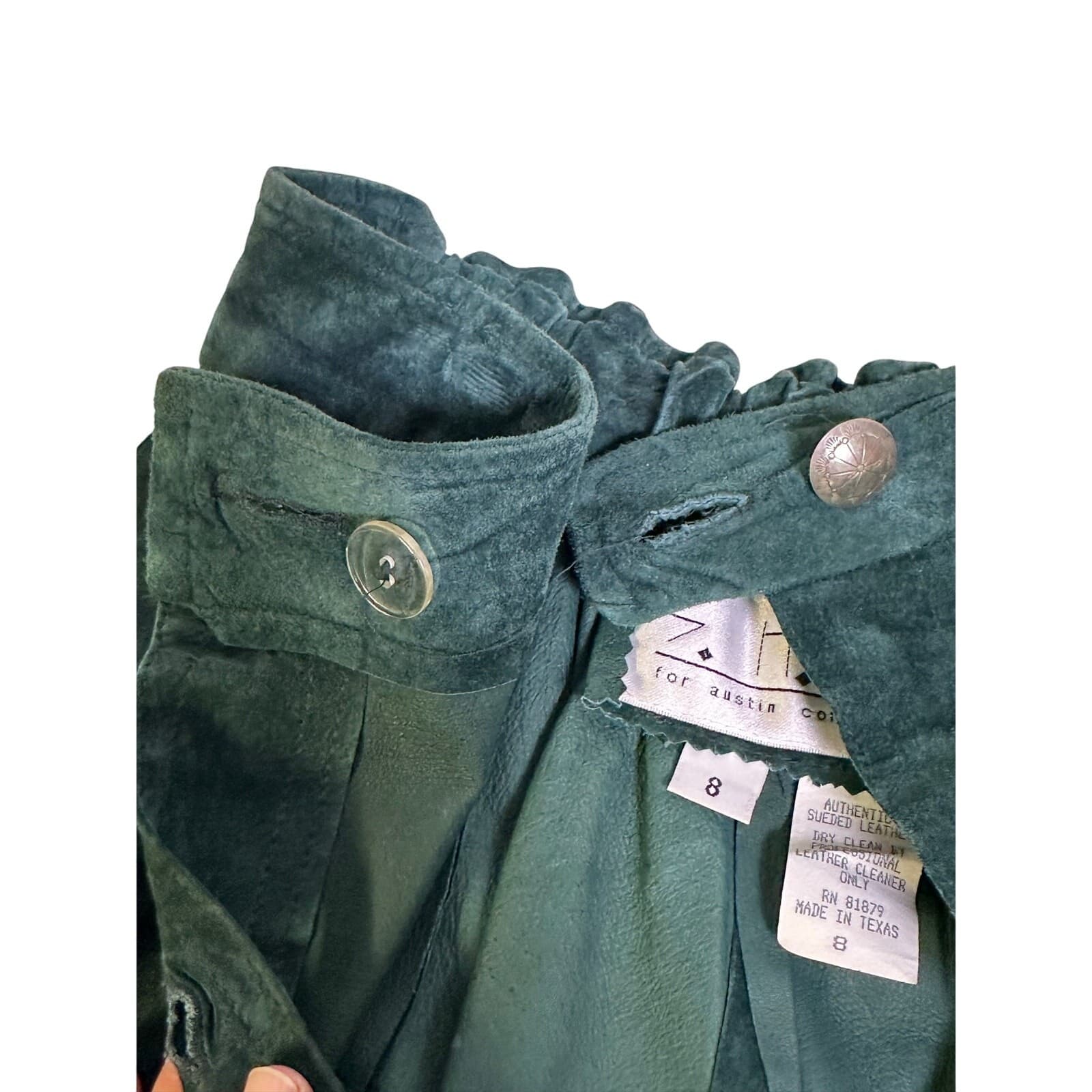 S.H.E. for Austin Collection Green Suede Long Silver Button Down Western Skirt-8 - Thumbnail 10