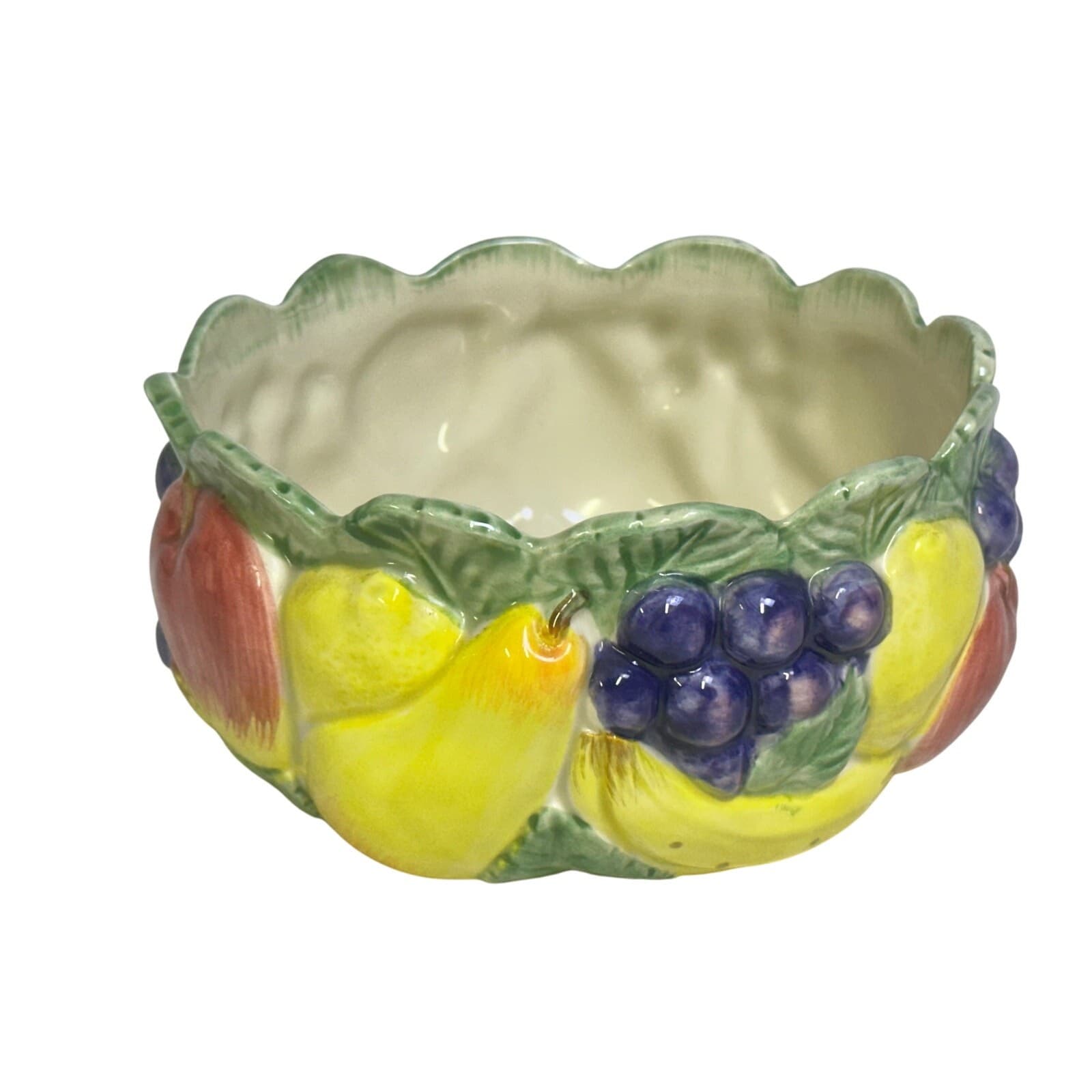 Fitz and Floyd 1989 Japan Majolica 'Calypso' Hand Painted Fruit Bowl-Excellent - Thumbnail 4