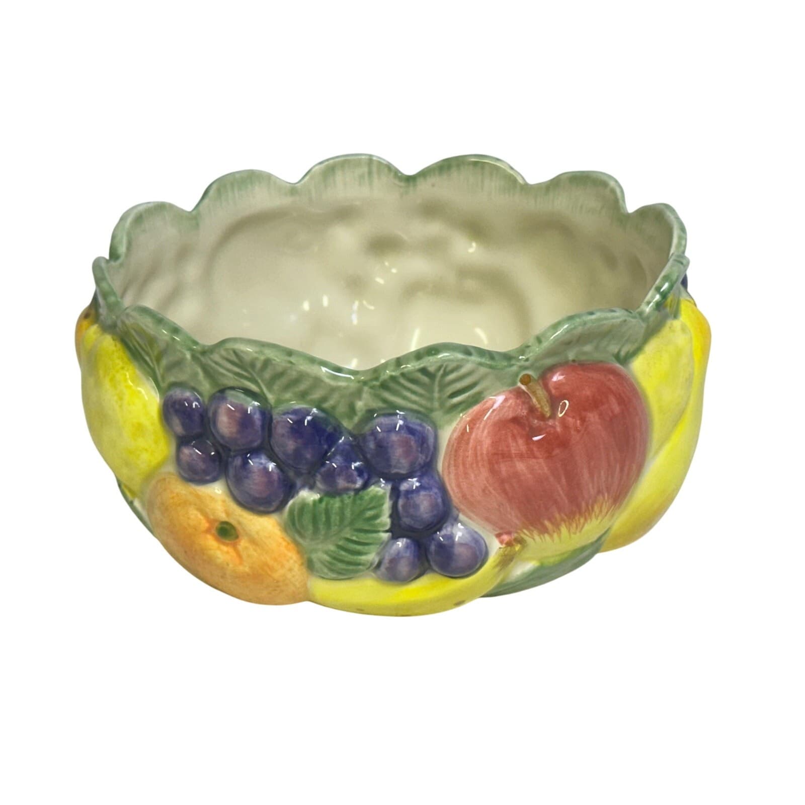 Fitz and Floyd 1989 Japan Majolica 'Calypso' Hand Painted Fruit Bowl-Excellent - Thumbnail 3