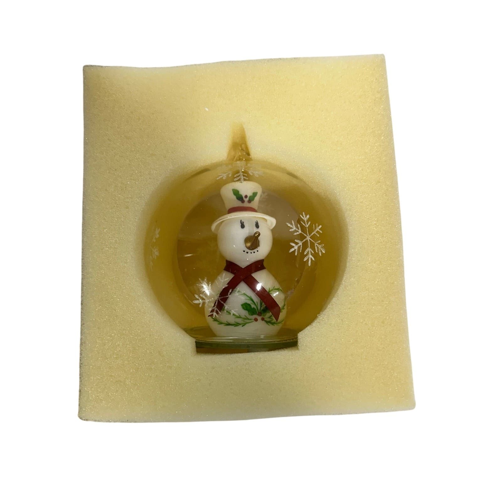 Hallmark Lighted Glass Snowman Ball Ornament w/orig Box - Thumbnail 10