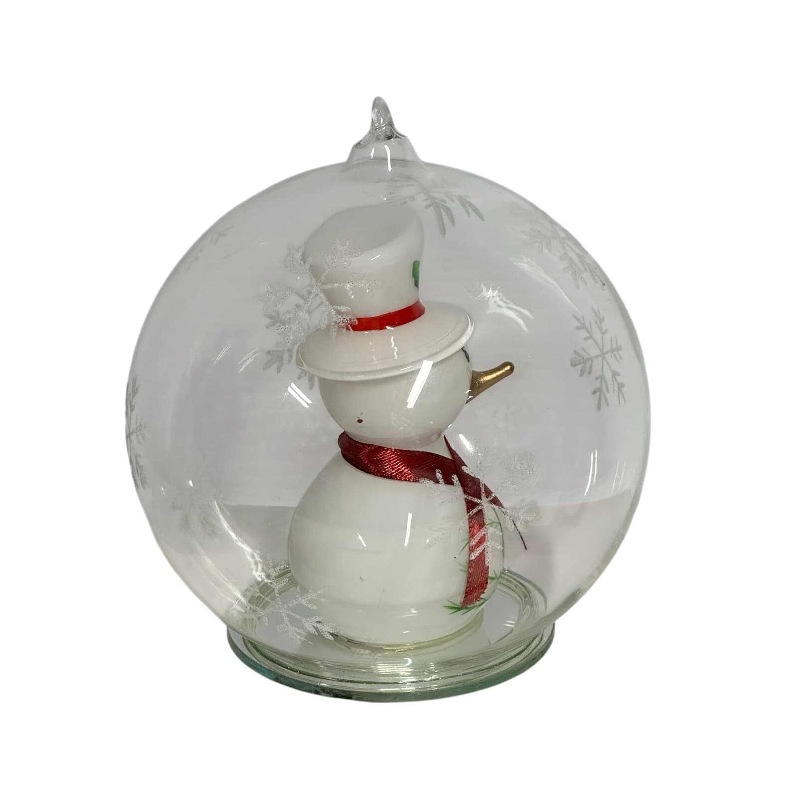 Hallmark Lighted Glass Snowman Ball Ornament w/orig Box - Thumbnail 2