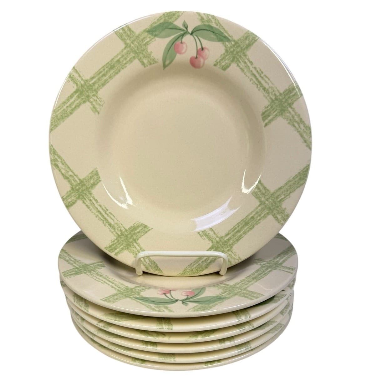 Pfaltzgraff Retired 1991-1999 'Garden Party' 8.25" Salad Plate/Cherries-Set of 7