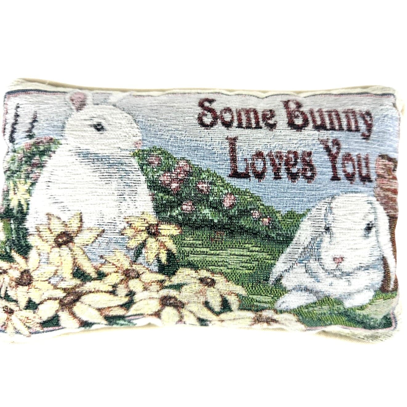 Some Bunny Loves You Tapestry Bunny Rabbit Easter Pillow-Excellent!