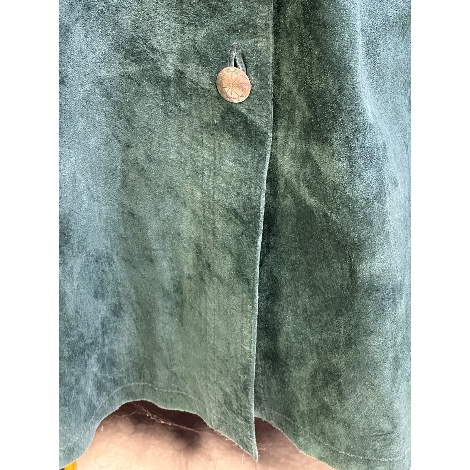 S.H.E. for Austin Collection Green Suede Long Silver Button Down Western Skirt-8 - Thumbnail 7
