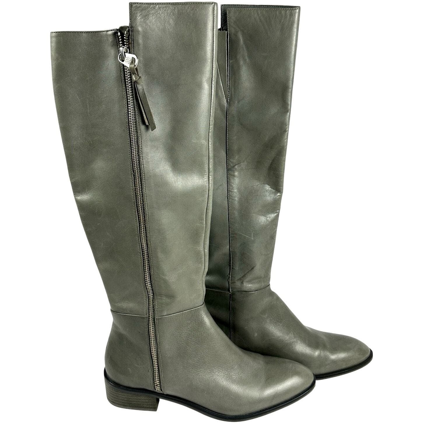 Elliot Lucca Knee High Gray Boots Leather Upper 7.5 Gently Worn-Nice!