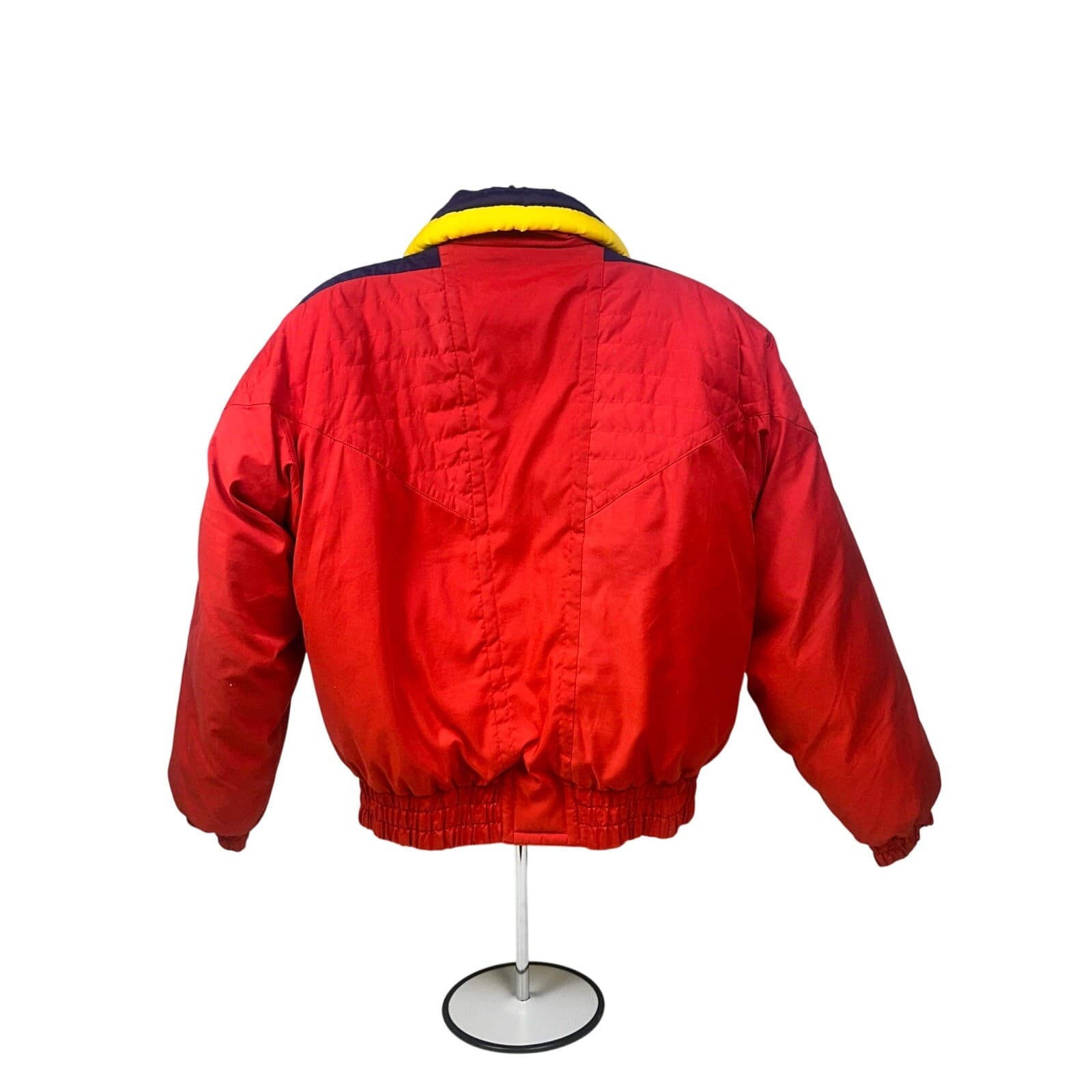 Weekends Vintage 90's Retro Puffer Ski Jacket/Parka Red Yellow Navy Men's Large - Thumbnail 4