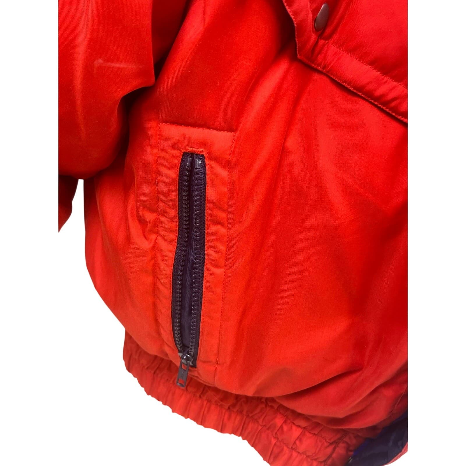 Weekends Vintage 90's Retro Puffer Ski Jacket/Parka Red Yellow Navy Men's Large - Thumbnail 3