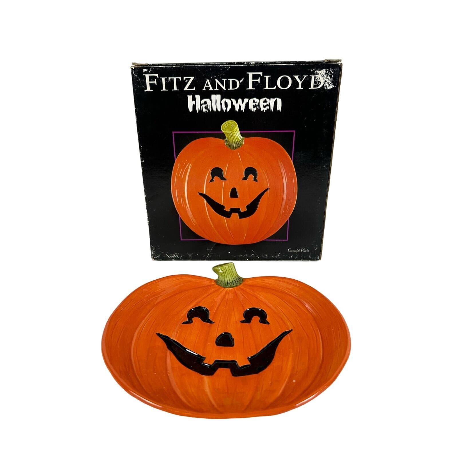 Fitz and Floyd 2004 Pumpkin Candy Plate Dish Original Box VG - Thumbnail 2