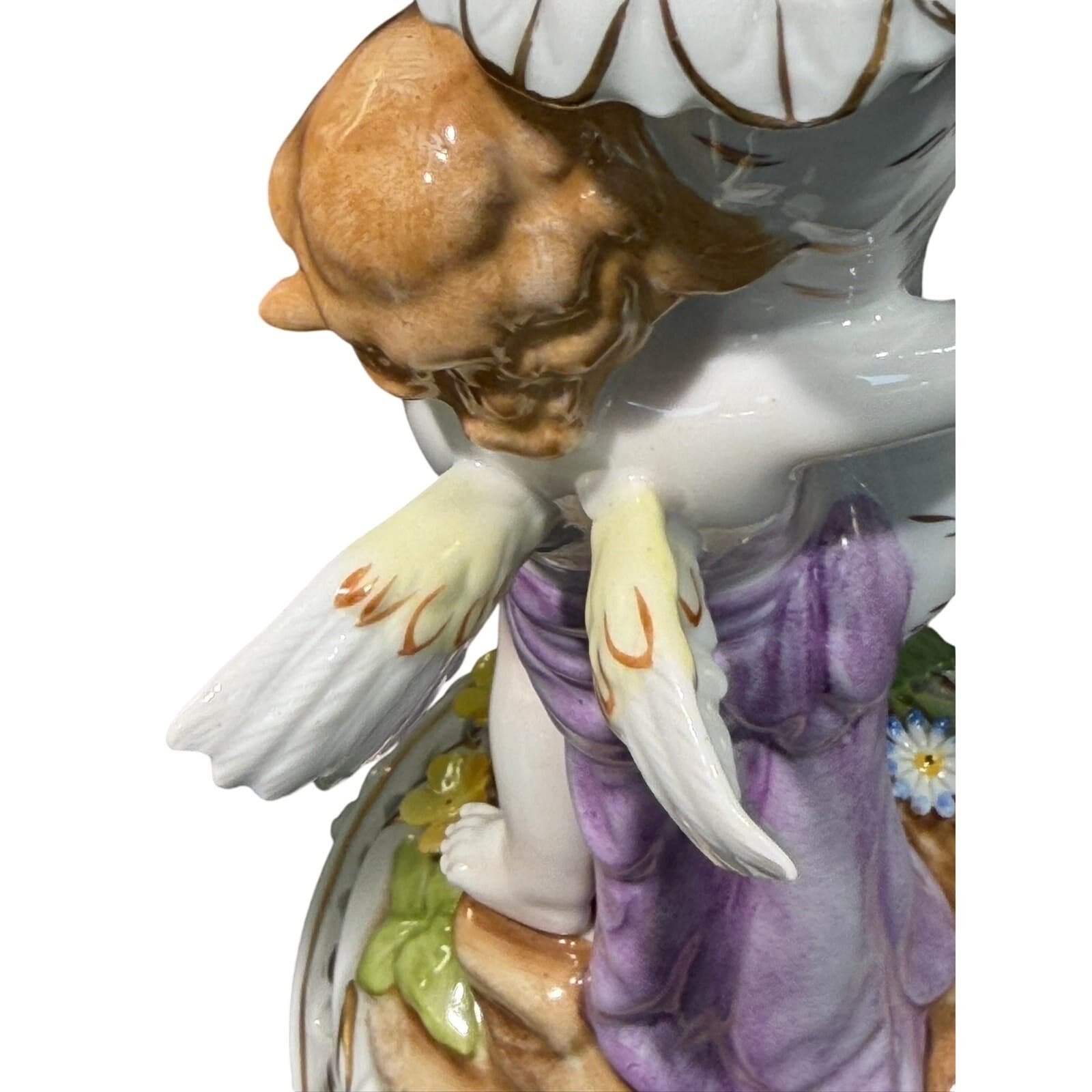 Antique Von Schierholz Germany Hand Painted Porcelain Cherub 2-Light Candelabra - Thumbnail 14