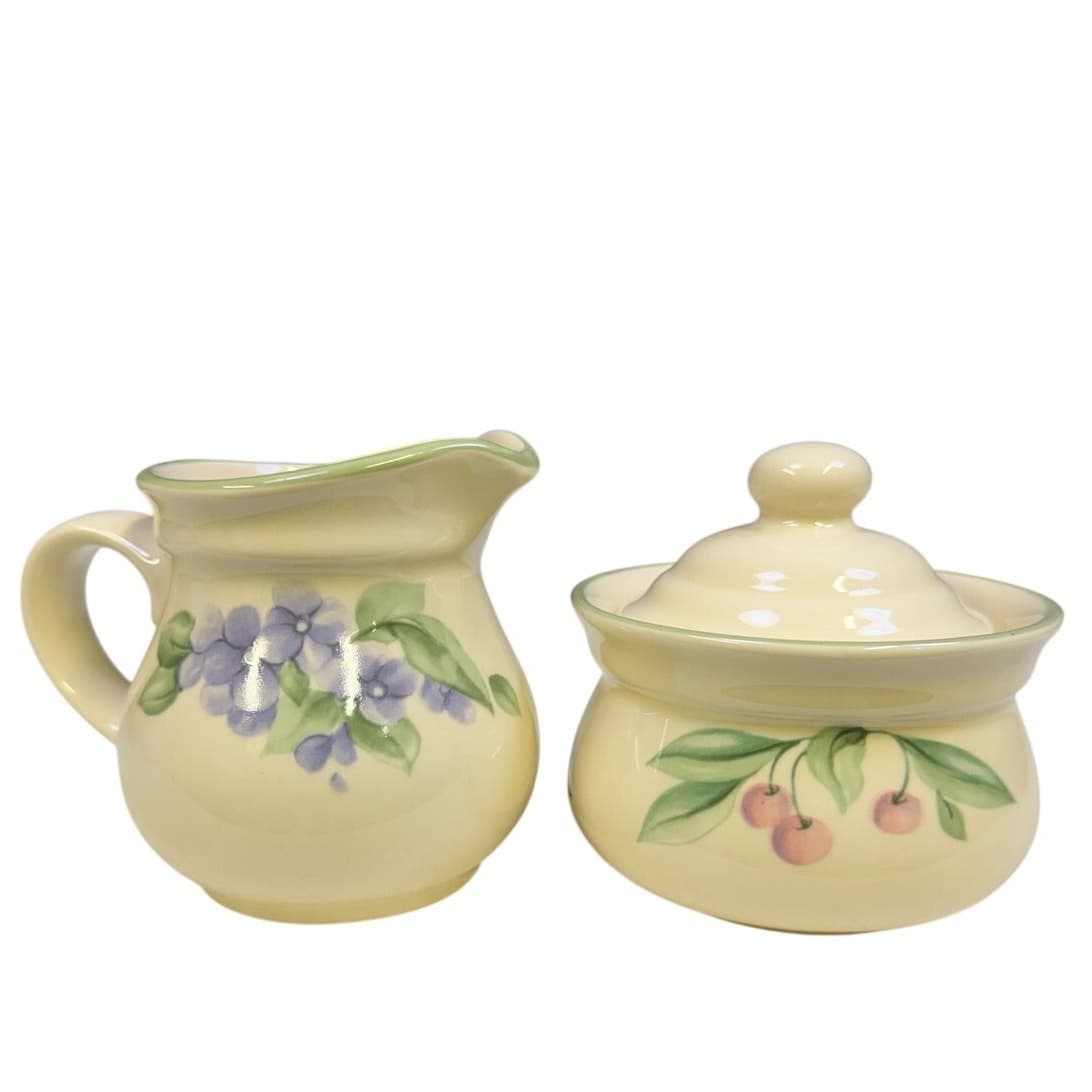 Pfaltzgraff Retired 1991-1999 'Garden Party' Cream Pitcher Sugar Bowl w/Lid Set - Thumbnail 3