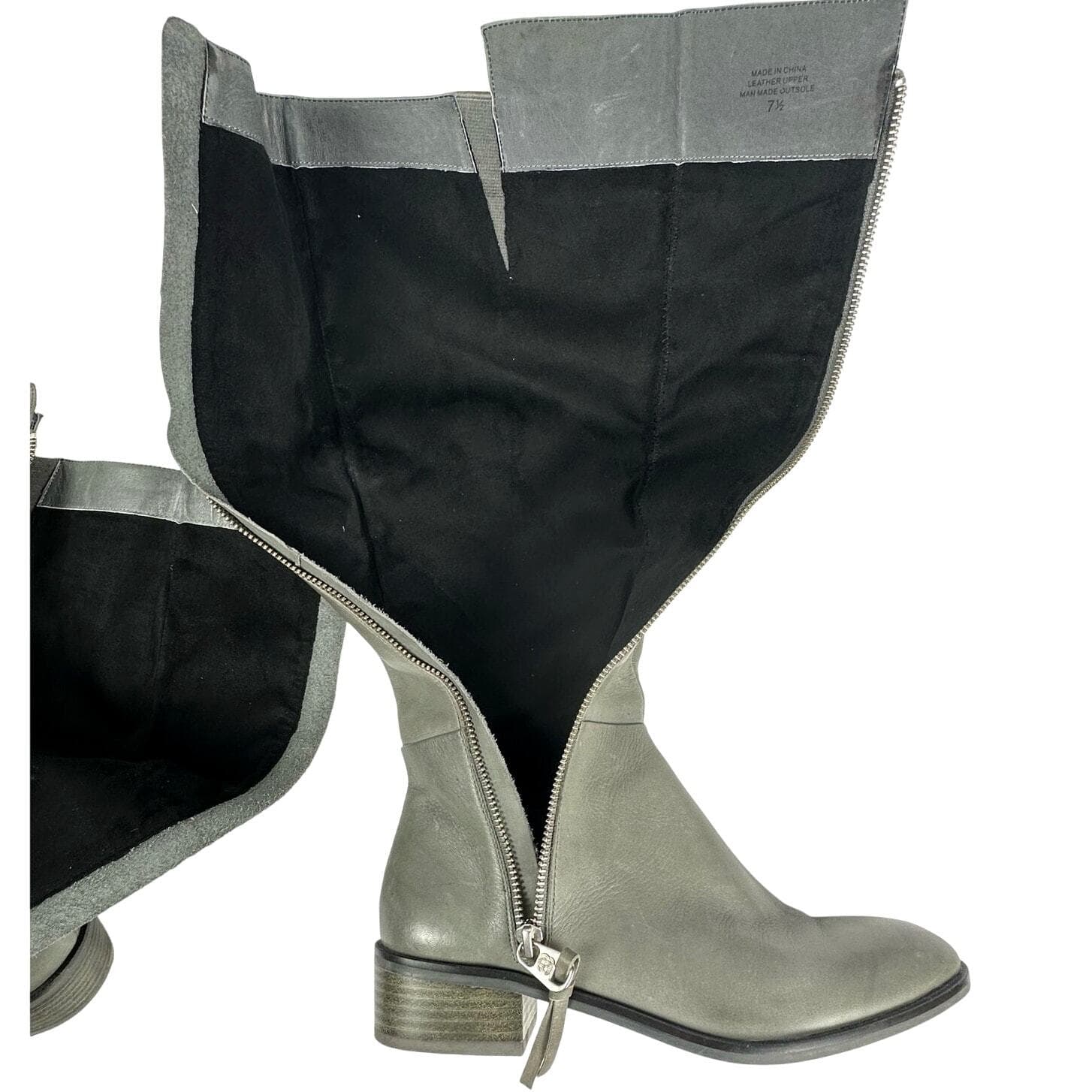 Elliot Lucca Knee High Gray Boots Leather Upper 7.5 Gently Worn-Nice! - Thumbnail 7