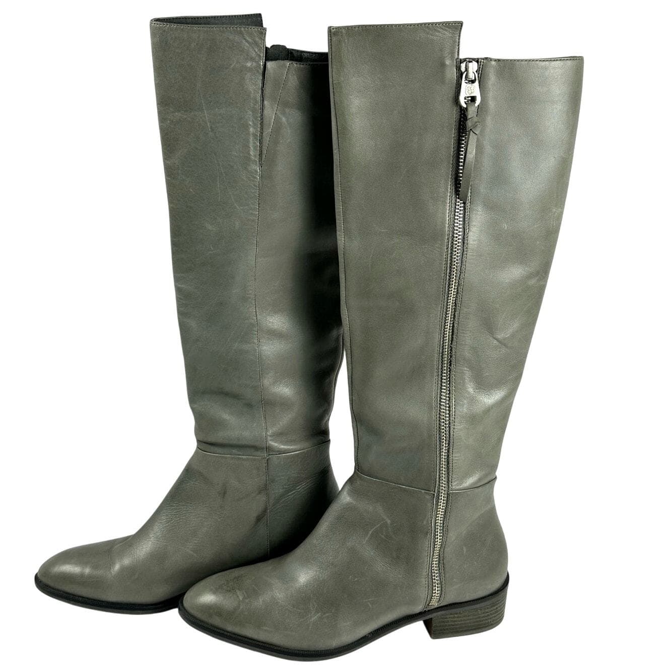 Elliot Lucca Knee High Gray Boots Leather Upper 7.5 Gently Worn-Nice! - Thumbnail 2