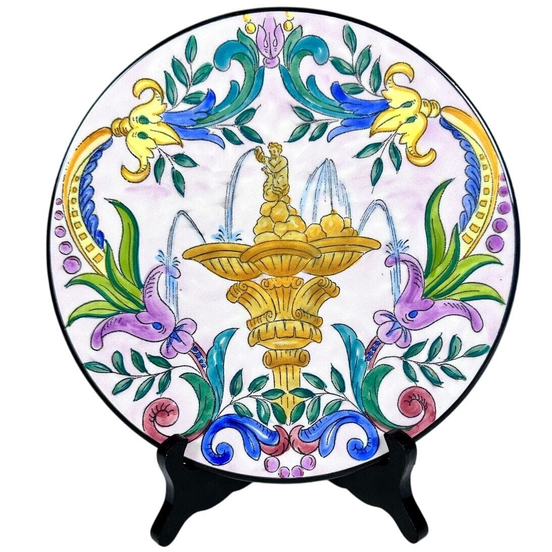 Ceramar Hand Painted Vintage Neo-Classical 9" Wall Plate-Spain-Excellent & Rare! - Thumbnail 2