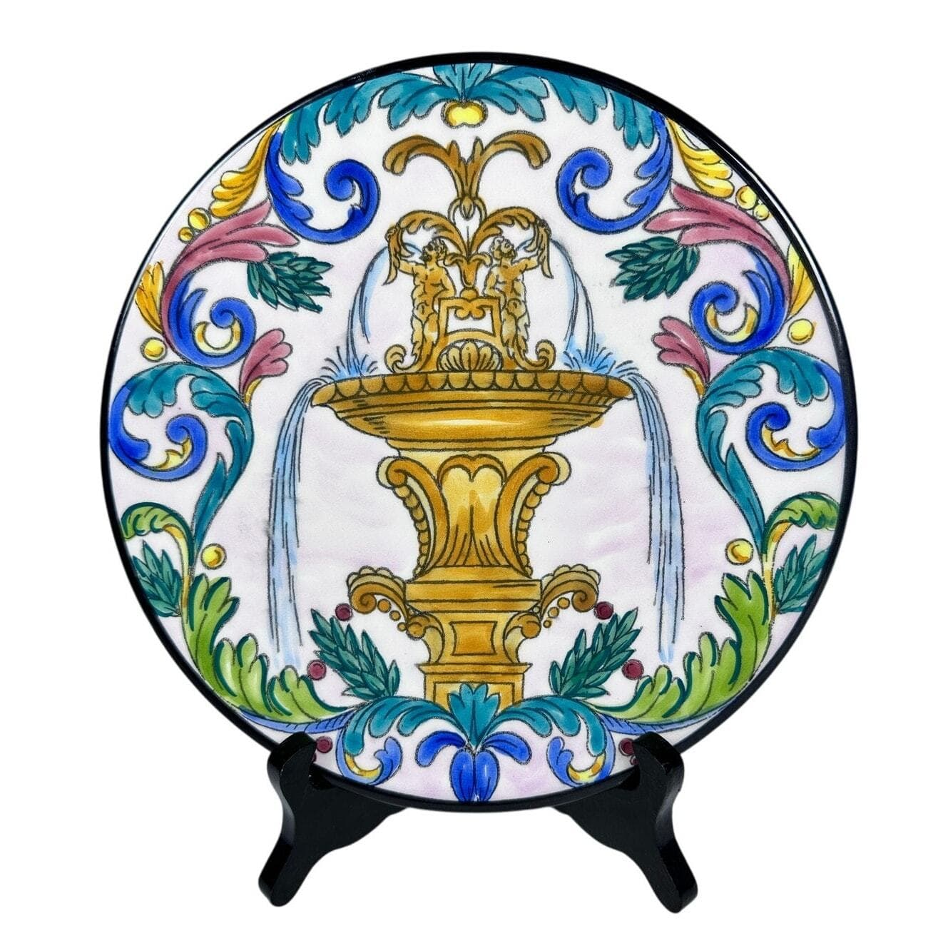 Ceramar Hand Painted Vintage Neo-Classical 9" Wall Plate-Spain-Excellent & Rare! - Thumbnail 2