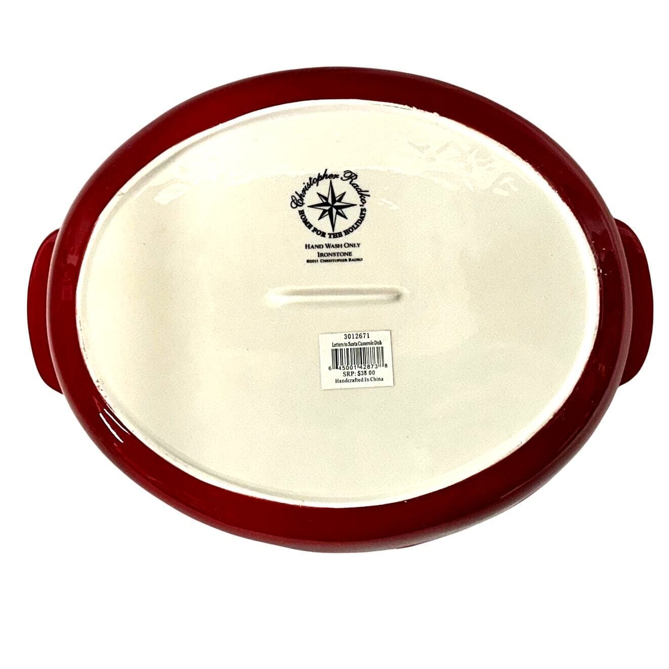 Christopher Radko "Home for the Holidays" Oval Ironstone Casserole Dish-NEW! - Thumbnail 4