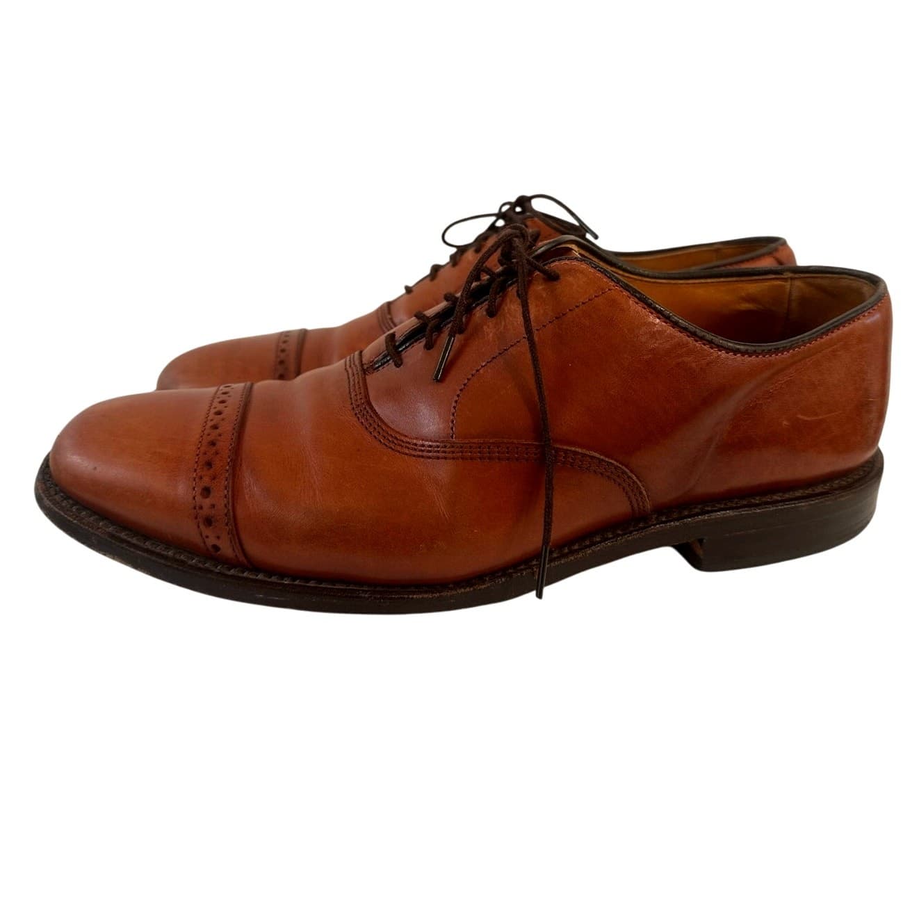 Allen Edmonds Byron Cap Toe Shoes Men's US 8.5 D Leather Brown 2034 Made in USA - Thumbnail 4