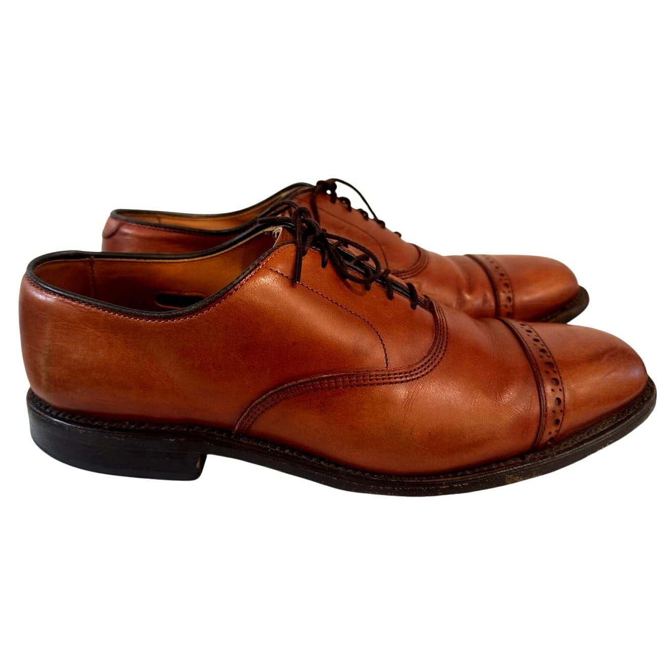 Allen Edmonds Byron Cap Toe Shoes Men's US 8.5 D Leather Brown 2034 Made in USA - Thumbnail 3