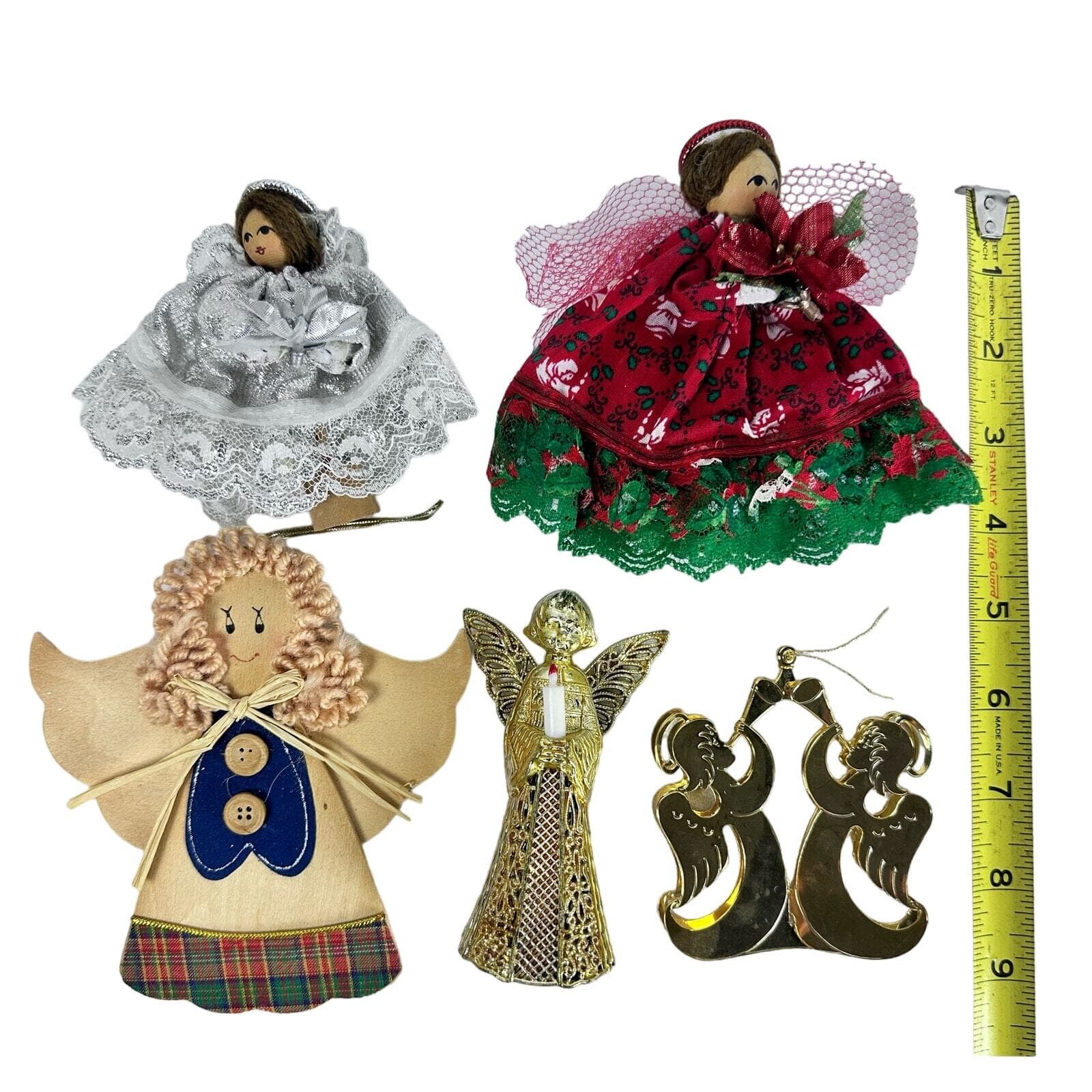 Lot of 5 Vintage Christmas Angel Ornaments in Various Sizes. Please See photos - Thumbnail 18