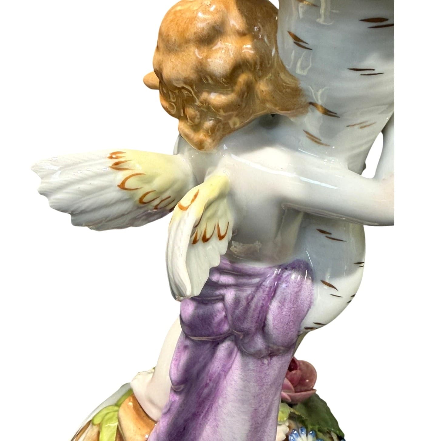 Antique Von Schierholz Germany Hand Painted Porcelain Cherub 2-Light Candelabra - Thumbnail 12