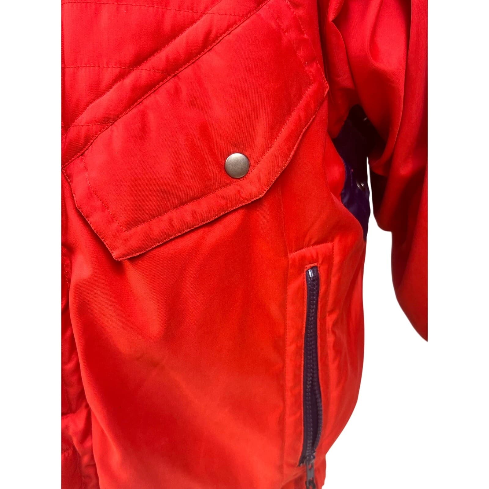Weekends Vintage 90's Retro Puffer Ski Jacket/Parka Red Yellow Navy Men's Large - Thumbnail 5