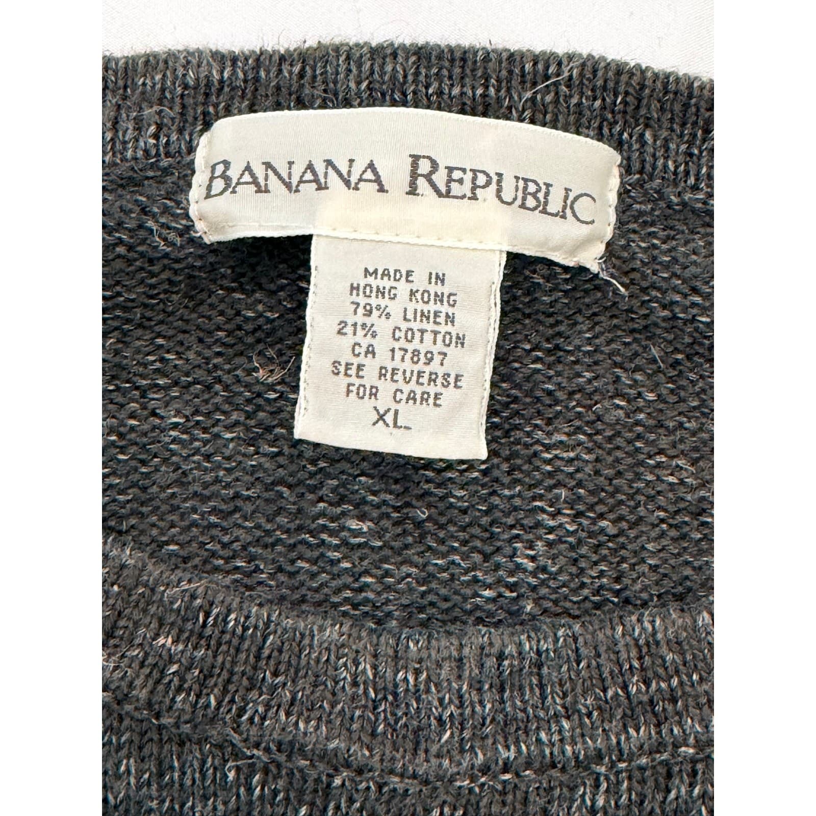 Vintage Banana Republic Linen Cotton Crewneck Sweater Gray Men's XL Hong Kong - Thumbnail 2