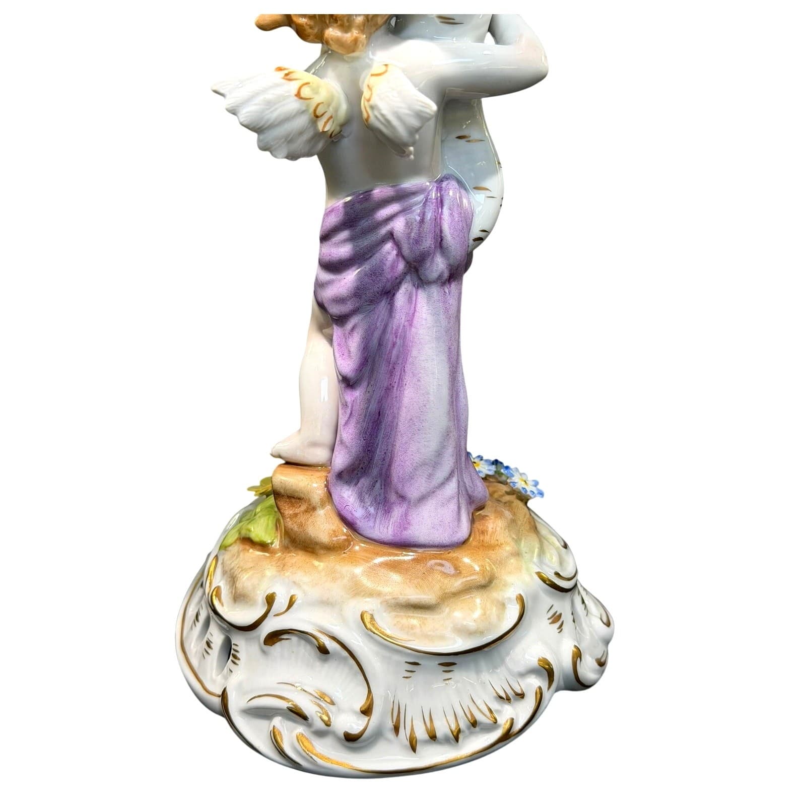 Antique Von Schierholz Germany Hand Painted Porcelain Cherub 2-Light Candelabra - Thumbnail 10