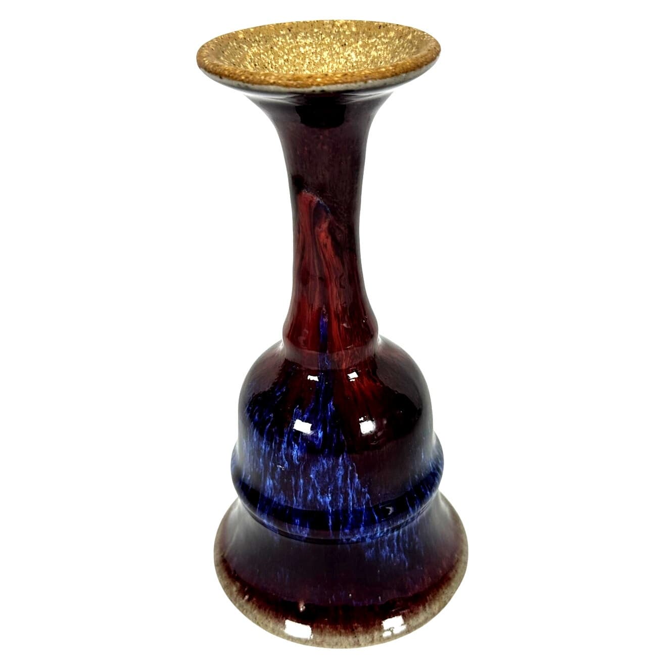 Hand Crafted Pottery Wine Goblet/Glass 7.5" Brown Bright Blue Glaze-Excellent! - Thumbnail 7