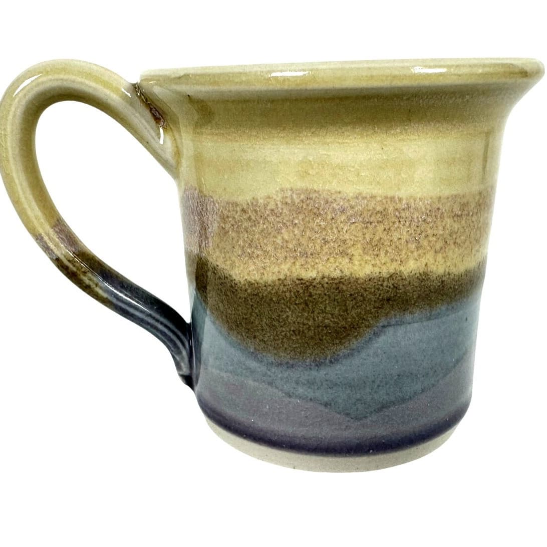 Hand Crafted Pottery Round Coffee Mug Blue Tan Gray Abstract Highlights-Mint! - Thumbnail 4