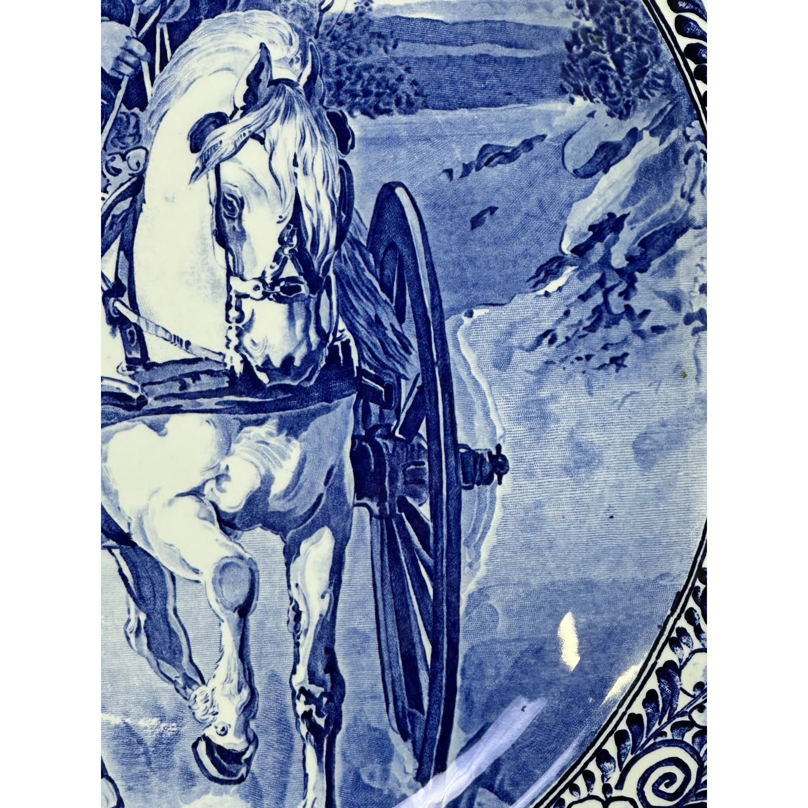Royal Sphinx Maastricht Delftware MidCentury Handpainted 15.75" Carriage Platter - Thumbnail 3