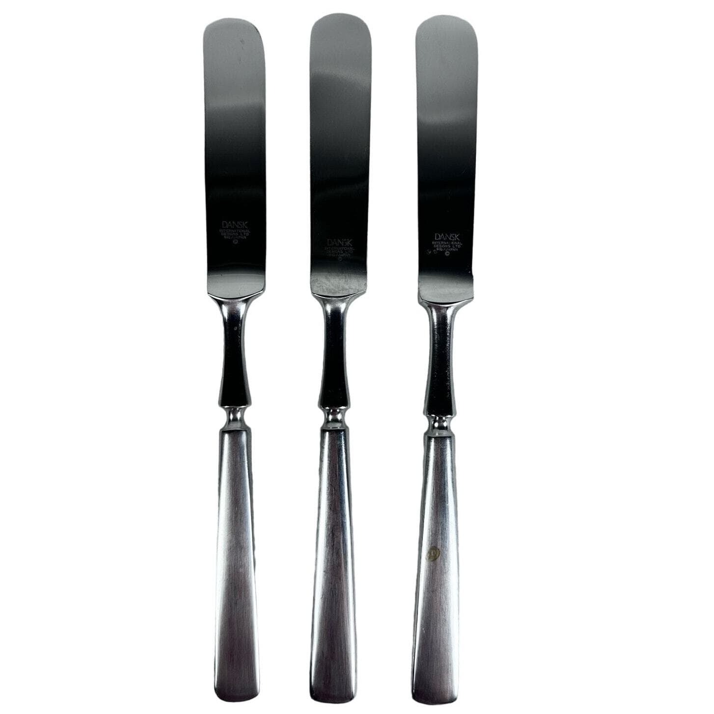 Dansk ANVIL IHQ Japan Vintage 1980s Stainless Satin BLUNT KNIVES 8 3/8"-Set of 3 - Thumbnail 3