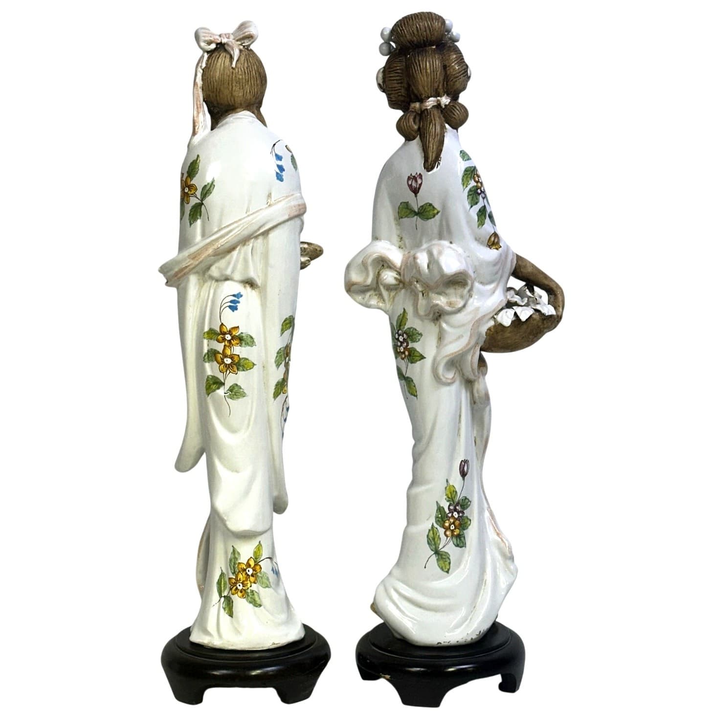 Ugo Zaccagnini Style Porcelain Chinese Man and Woman 22.5" Vintage Figurines - Thumbnail 9