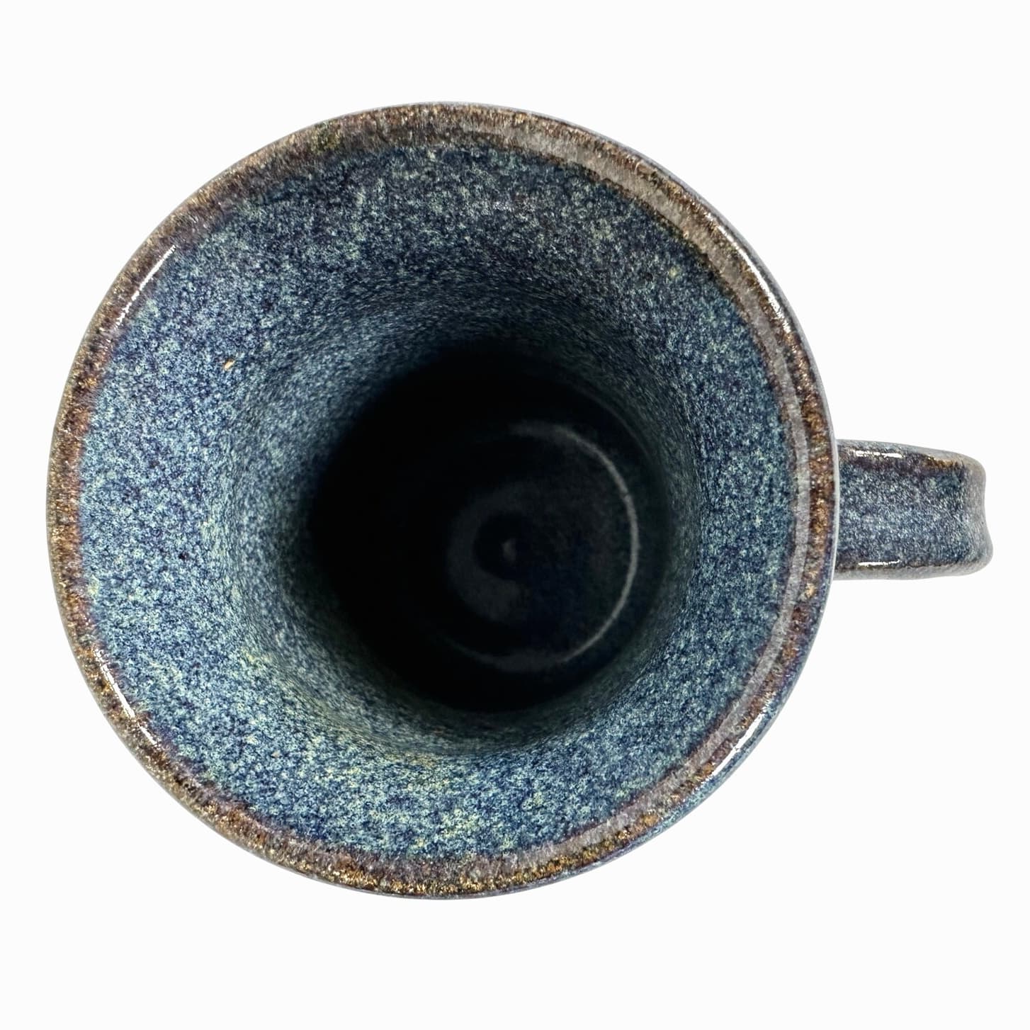 Hand Crafted Artist Signed Pottery Blue Gray Abstract Coffee Mug Unique Handle! - Thumbnail 5