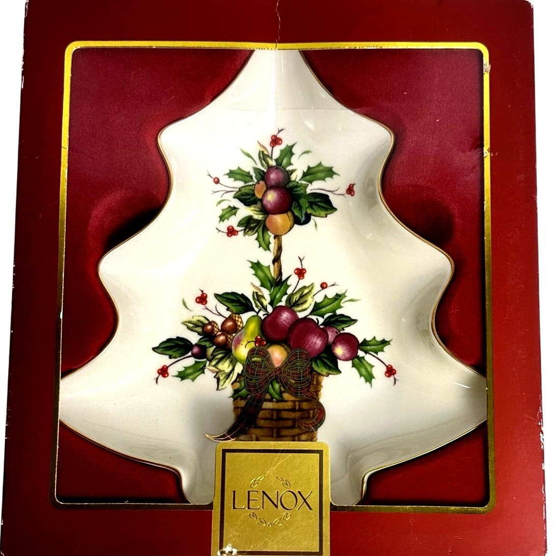 Lenox Holiday Tartan Tree Candy Dish Excellent Condition in Box - Thumbnail 2