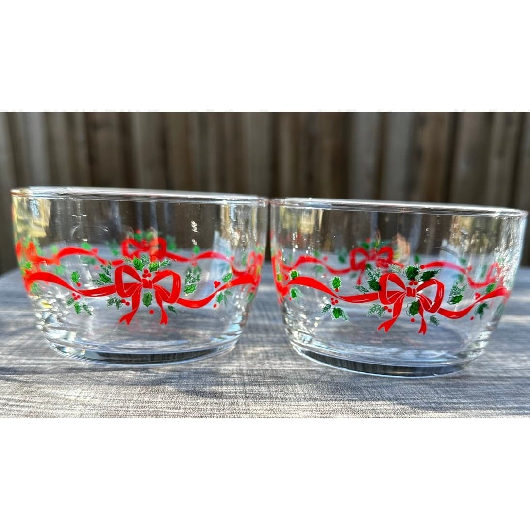 Libbey Vintage Christmas Holly Berry Gold Rim 4 Irish Coffee Mugs/2 Fruit Bowls - Thumbnail 9