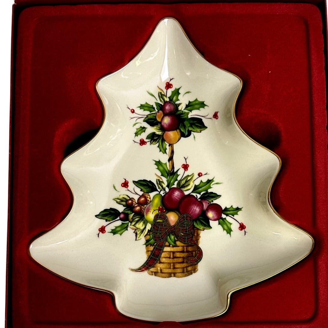 Lenox Holiday Tartan Tree Candy Dish Excellent Condition in Box