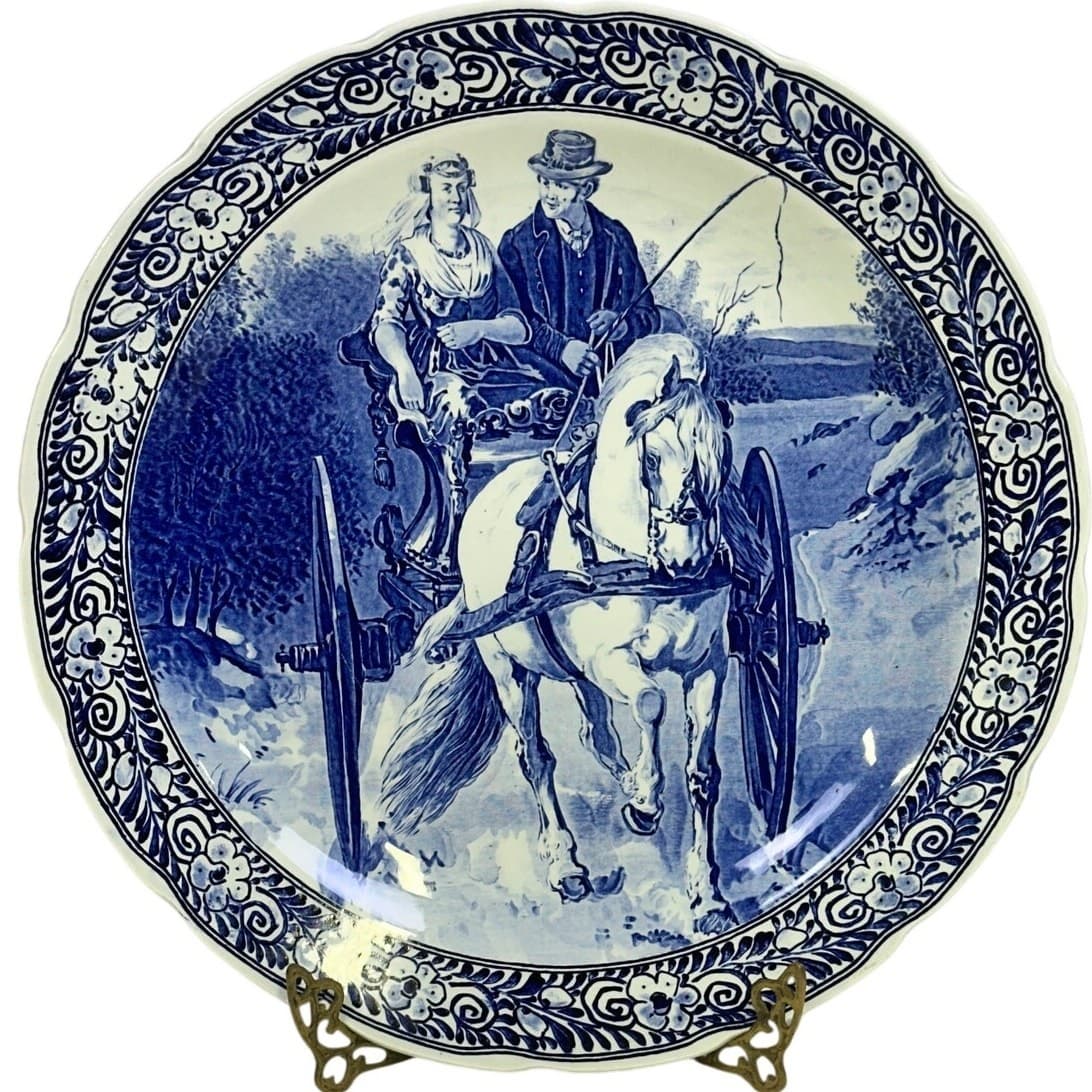 Royal Sphinx Maastricht Delftware MidCentury Handpainted 15.75" Carriage Platter