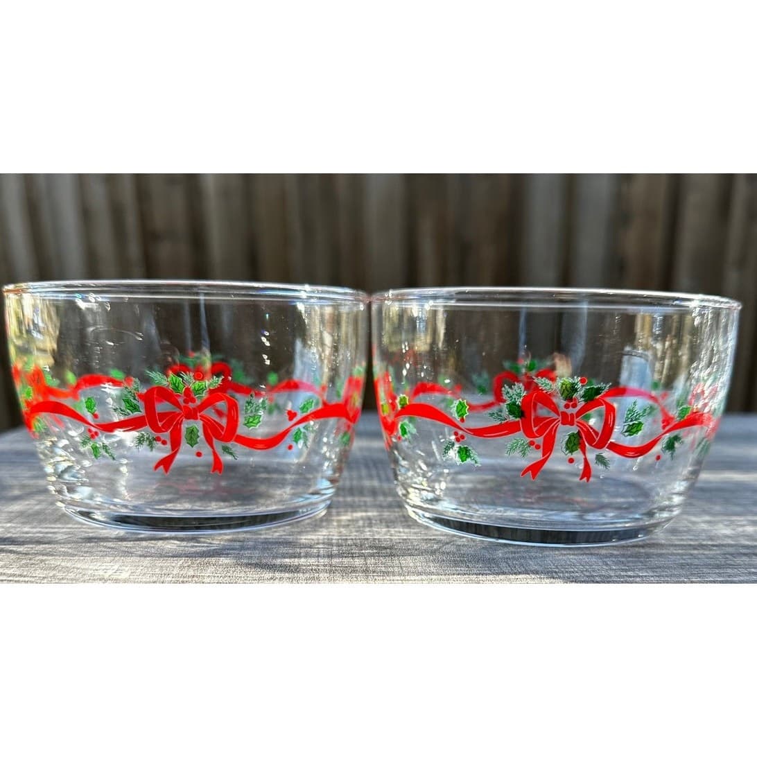 Libbey Vintage Christmas Holly Berry Gold Rim 4 Irish Coffee Mugs/2 Fruit Bowls - Thumbnail 7