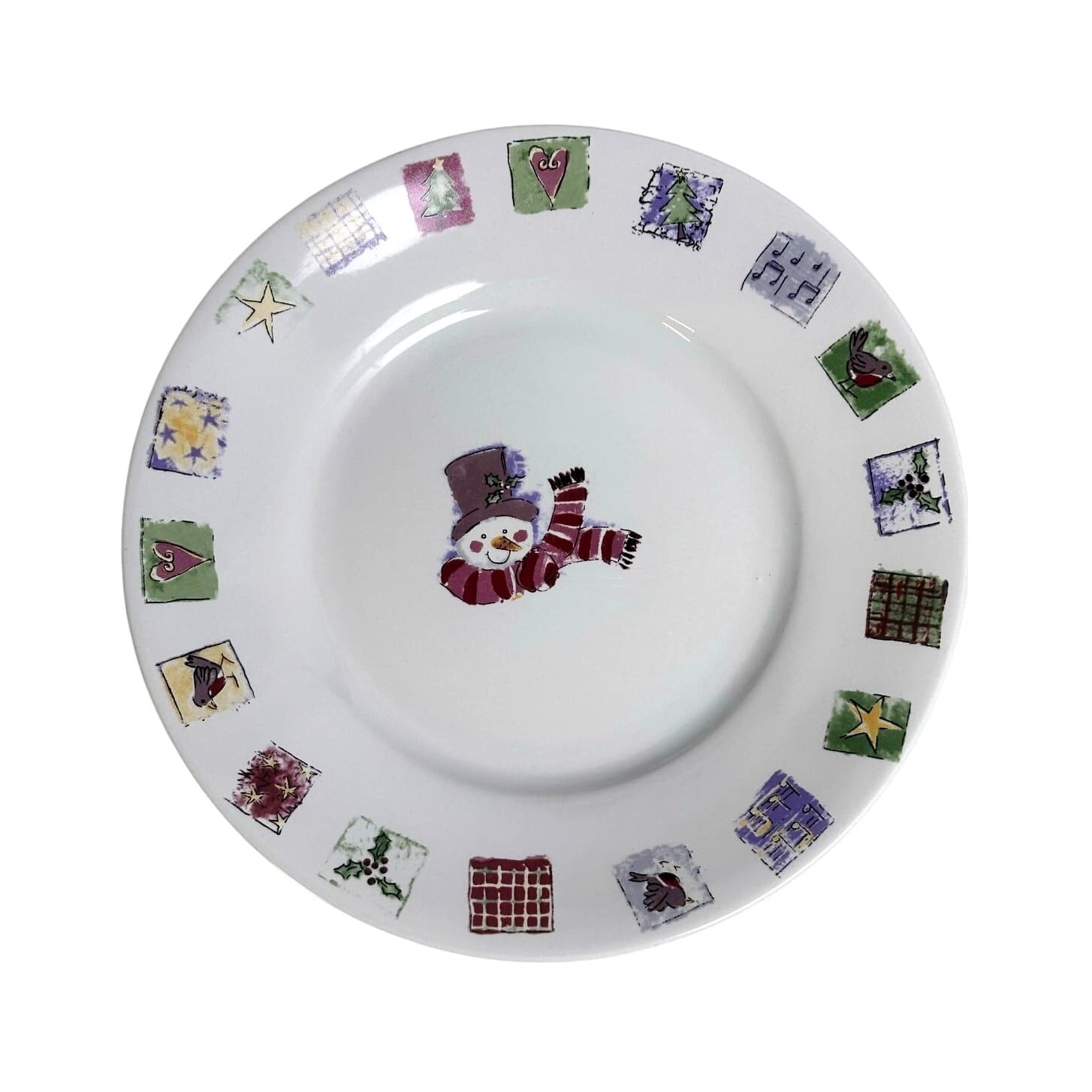 Gibson Concord Collection 2001 Snowman Patchwork 3-PC Place Setting-Excellent - Thumbnail 4